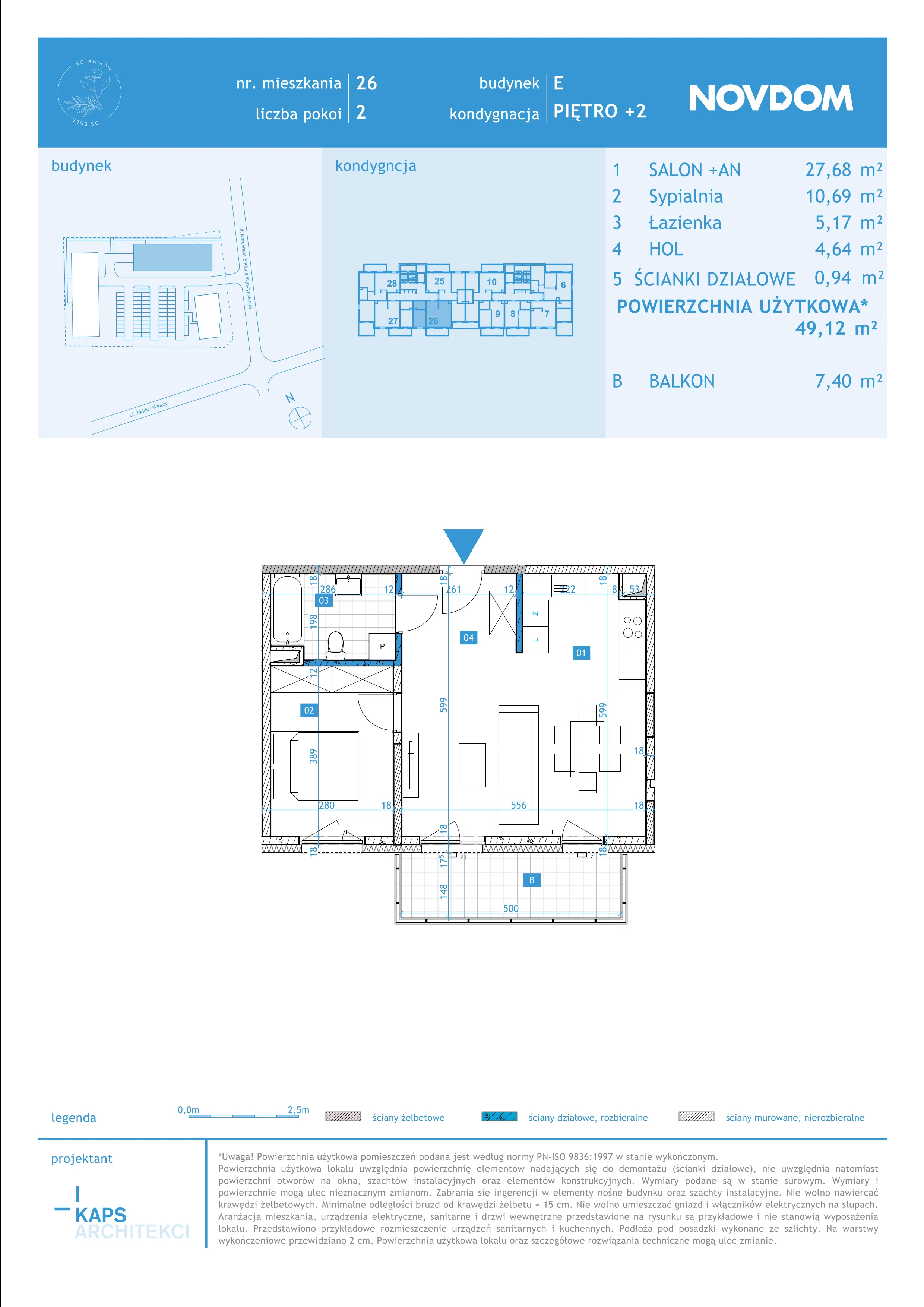 Apartament 49,12 m², piętro 2, oferta nr E/26, Osiedle Botaników EF, Przasnysz, ul. Św. Krzysztofa