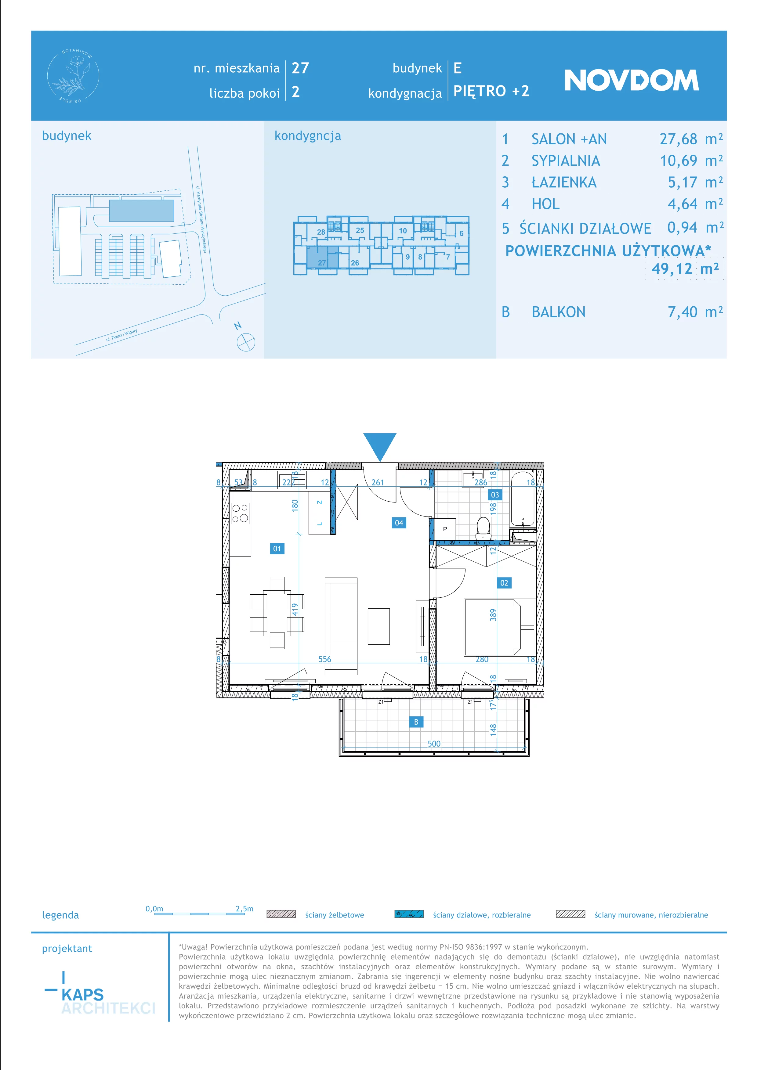 Apartament 49,12 m², piętro 2, oferta nr E/27, Osiedle Botaników EF, Przasnysz, ul. Św. Krzysztofa