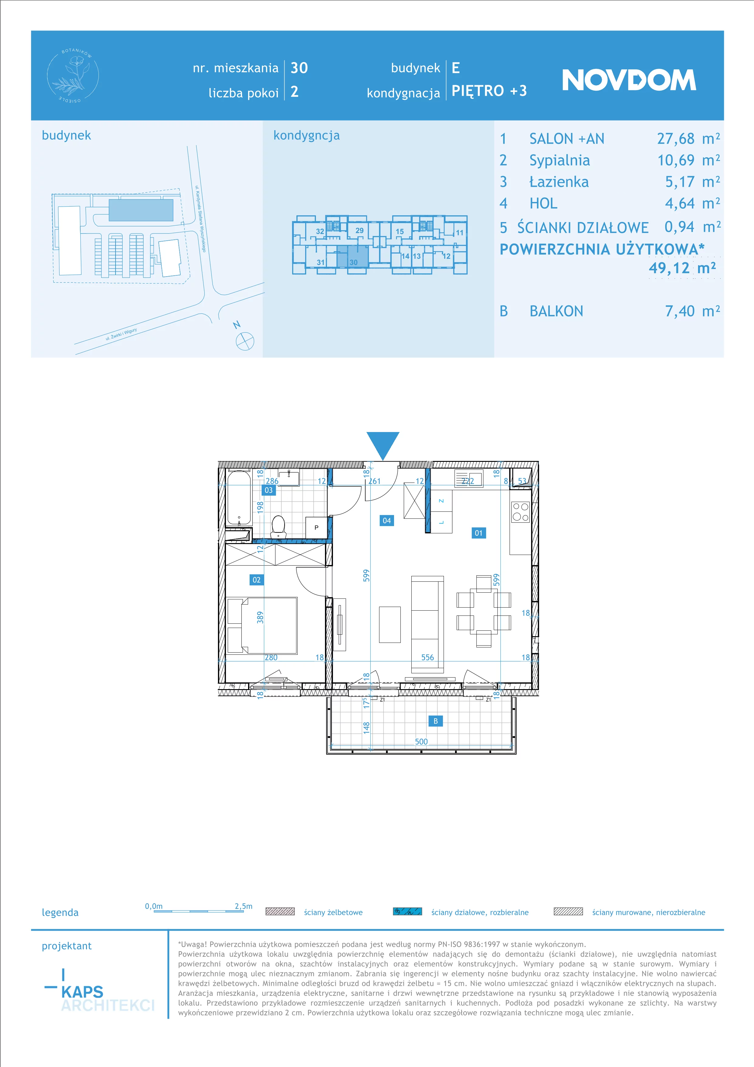 Apartament 49,12 m², piętro 3, oferta nr E/30, Osiedle Botaników EF, Przasnysz, ul. Św. Krzysztofa