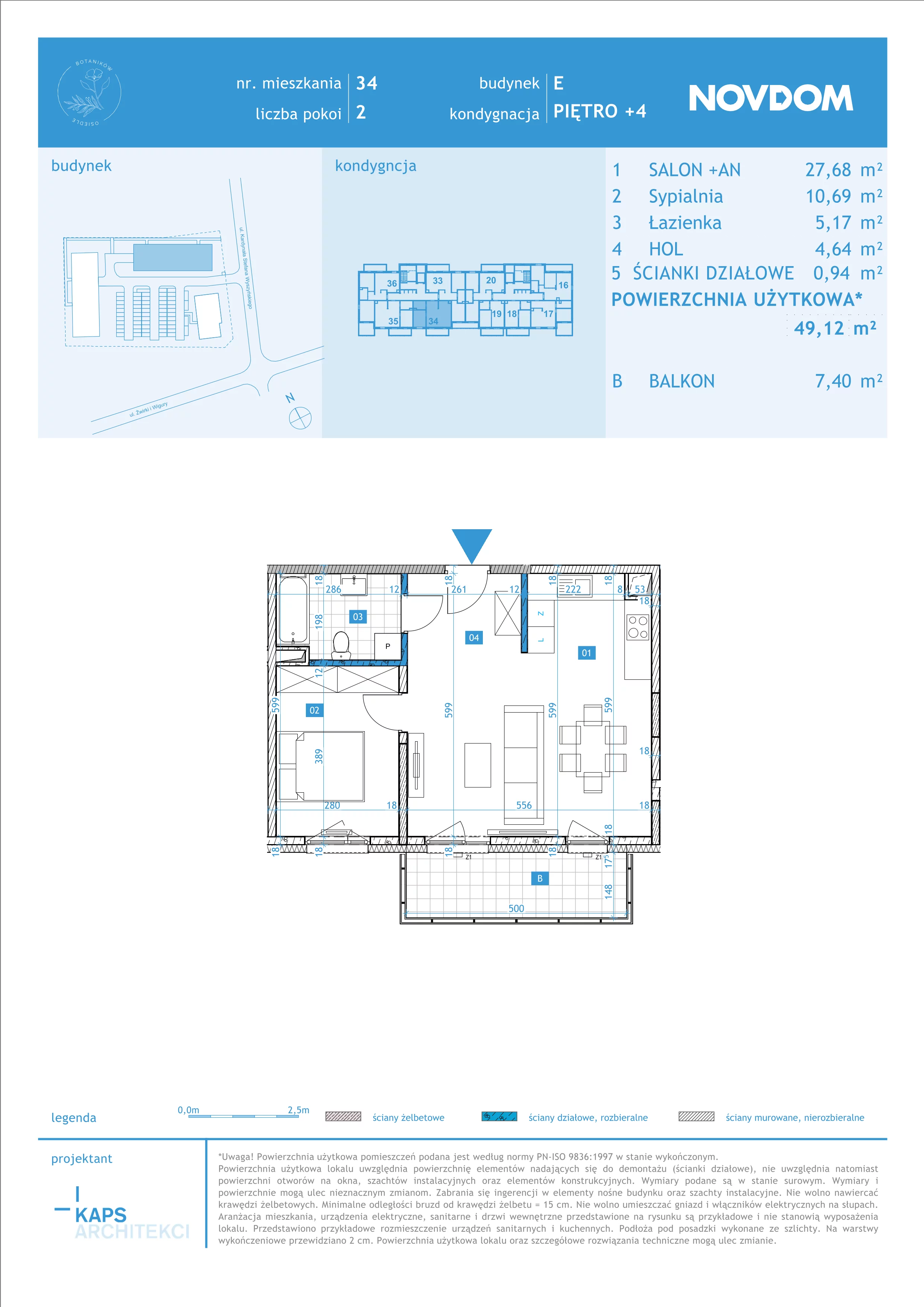 Apartament 49,12 m², piętro 4, oferta nr E/34, Osiedle Botaników EF, Przasnysz, ul. Św. Krzysztofa