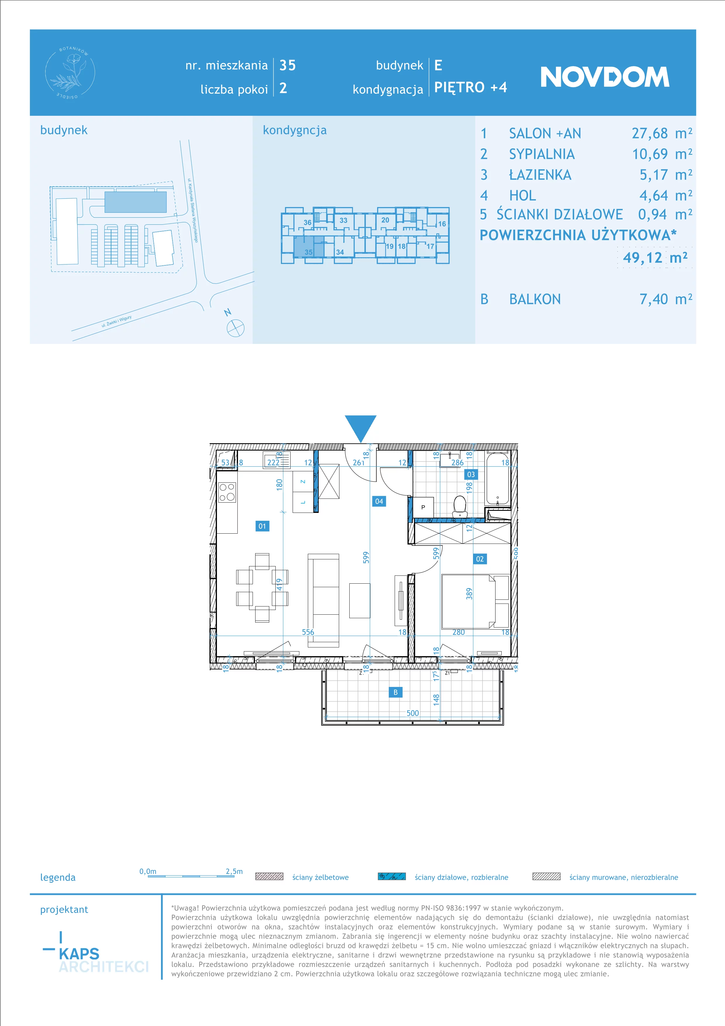 Apartament 49,12 m², piętro 4, oferta nr E/35, Osiedle Botaników EF, Przasnysz, ul. Św. Krzysztofa