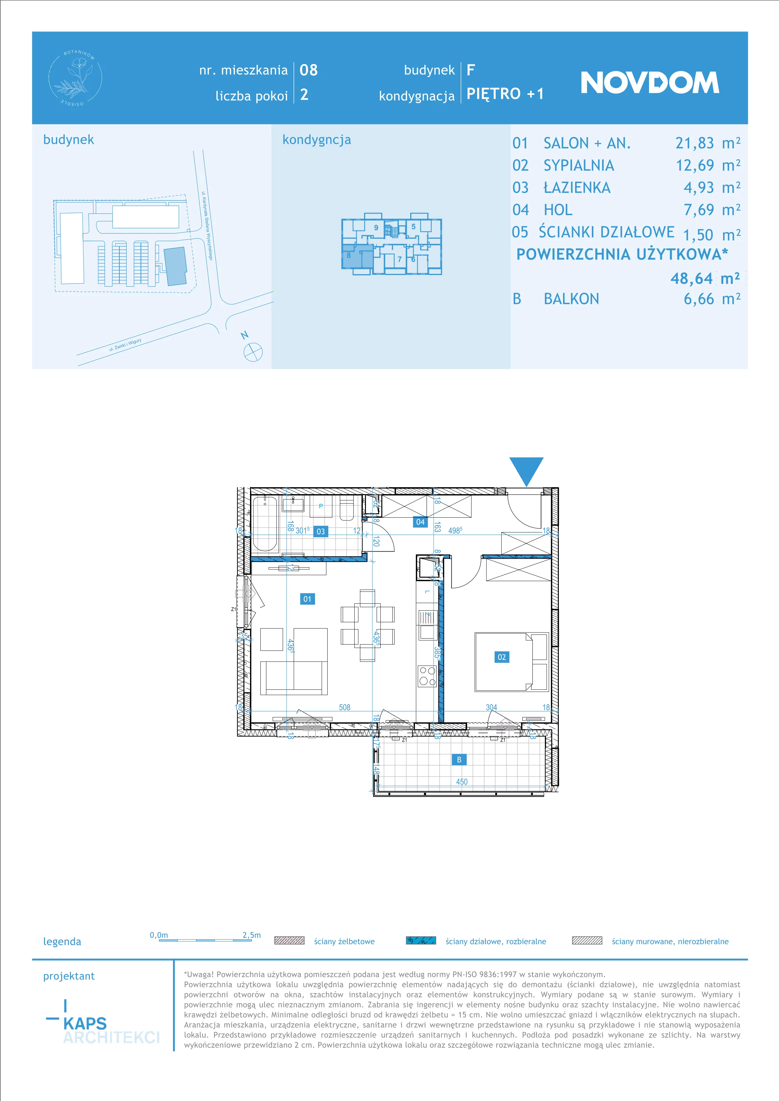 Apartament 48,64 m², piętro 1, oferta nr F/8, Osiedle Botaników EF, Przasnysz, ul. Św. Krzysztofa