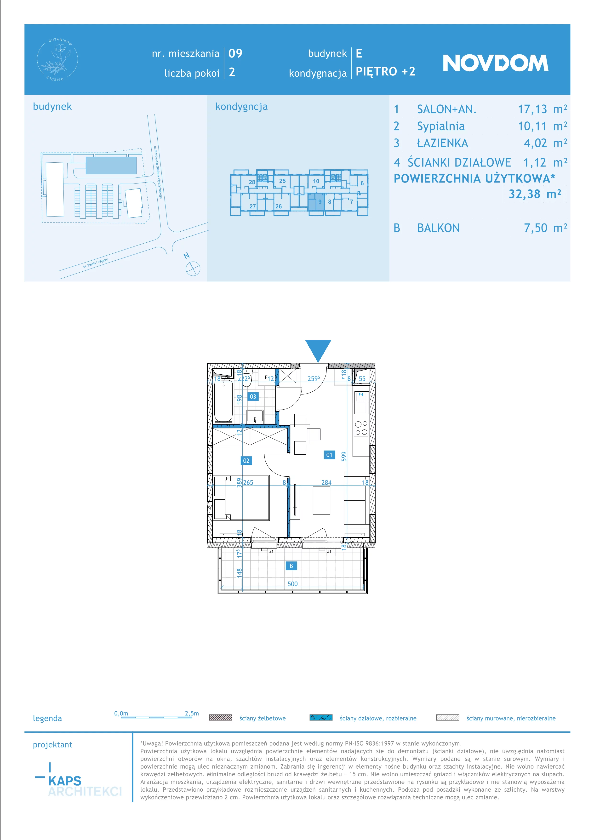 Apartament 32,38 m², piętro 2, oferta nr E/9, Osiedle Botaników EF, Przasnysz, ul. Św. Krzysztofa