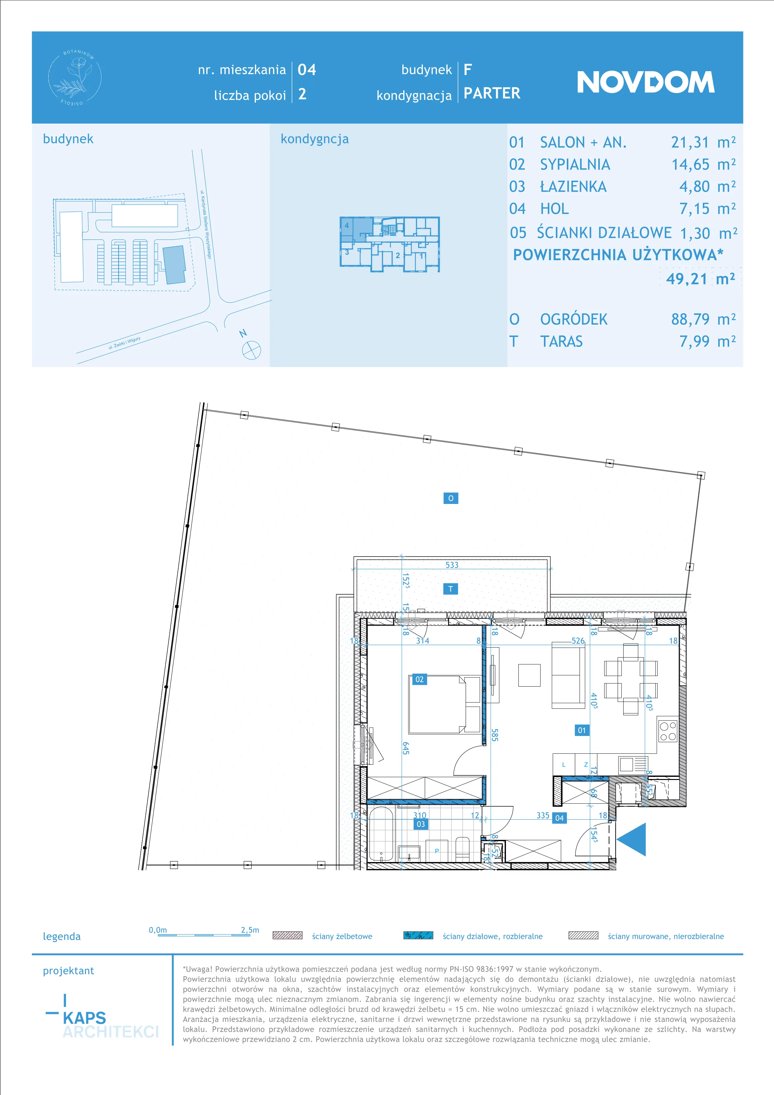 2 pokoje, apartament 49,21 m², parter, oferta nr F/4, Osiedle Botaników EF, Przasnysz, ul. Św. Krzysztofa
