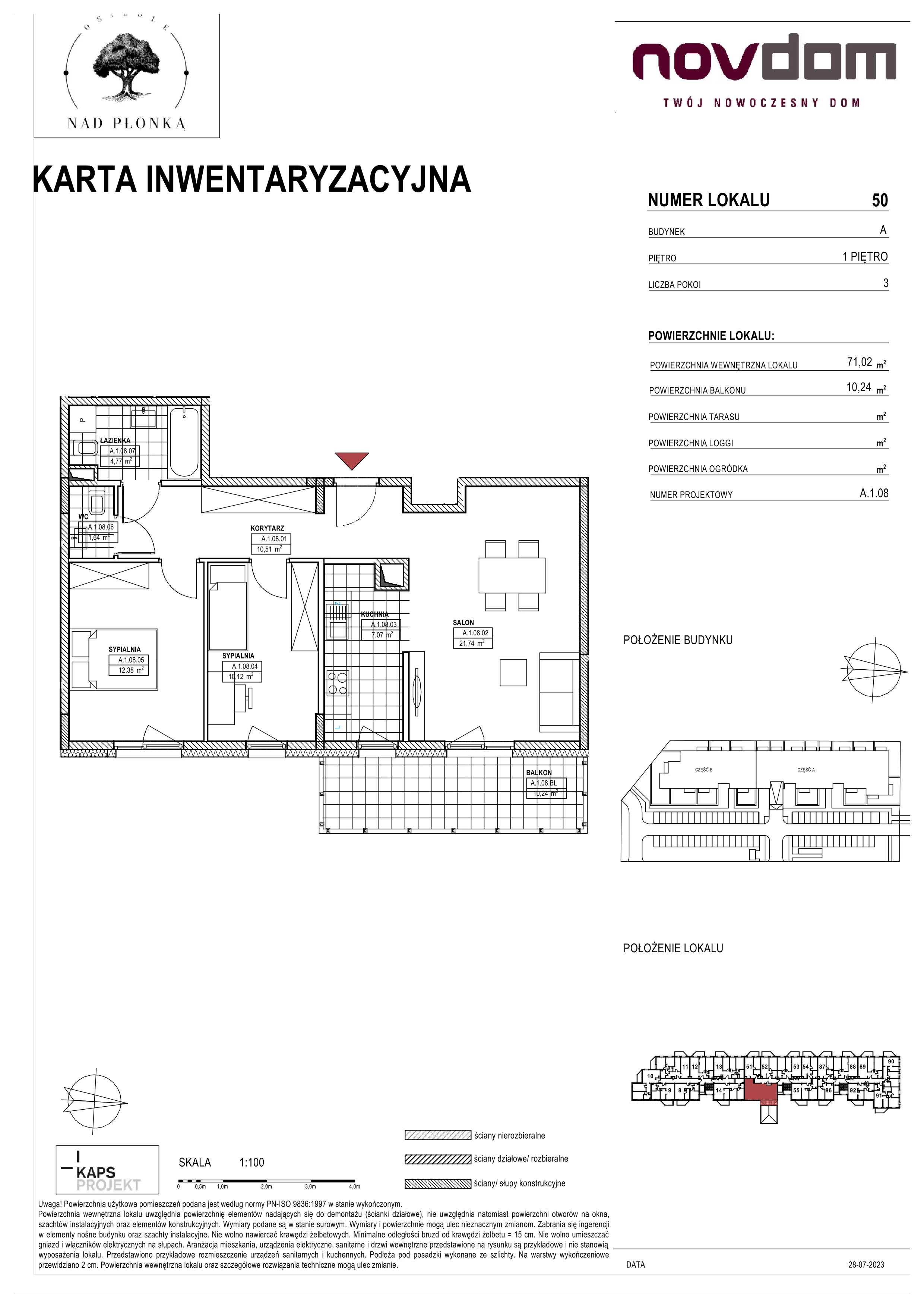 2 pokoje, apartament 71,04 m², piętro 1, oferta nr 48, Nad Płonką, Płońsk, ul. Szkolna / Kopernika