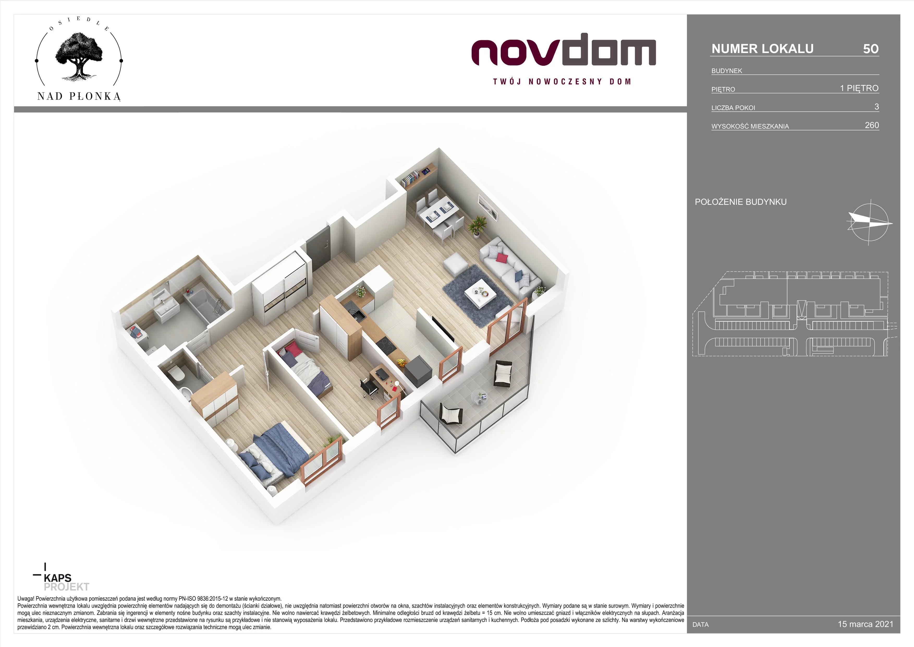 2 pokoje, apartament 71,04 m², piętro 1, oferta nr 48, Nad Płonką, Płońsk, ul. Szkolna / Kopernika