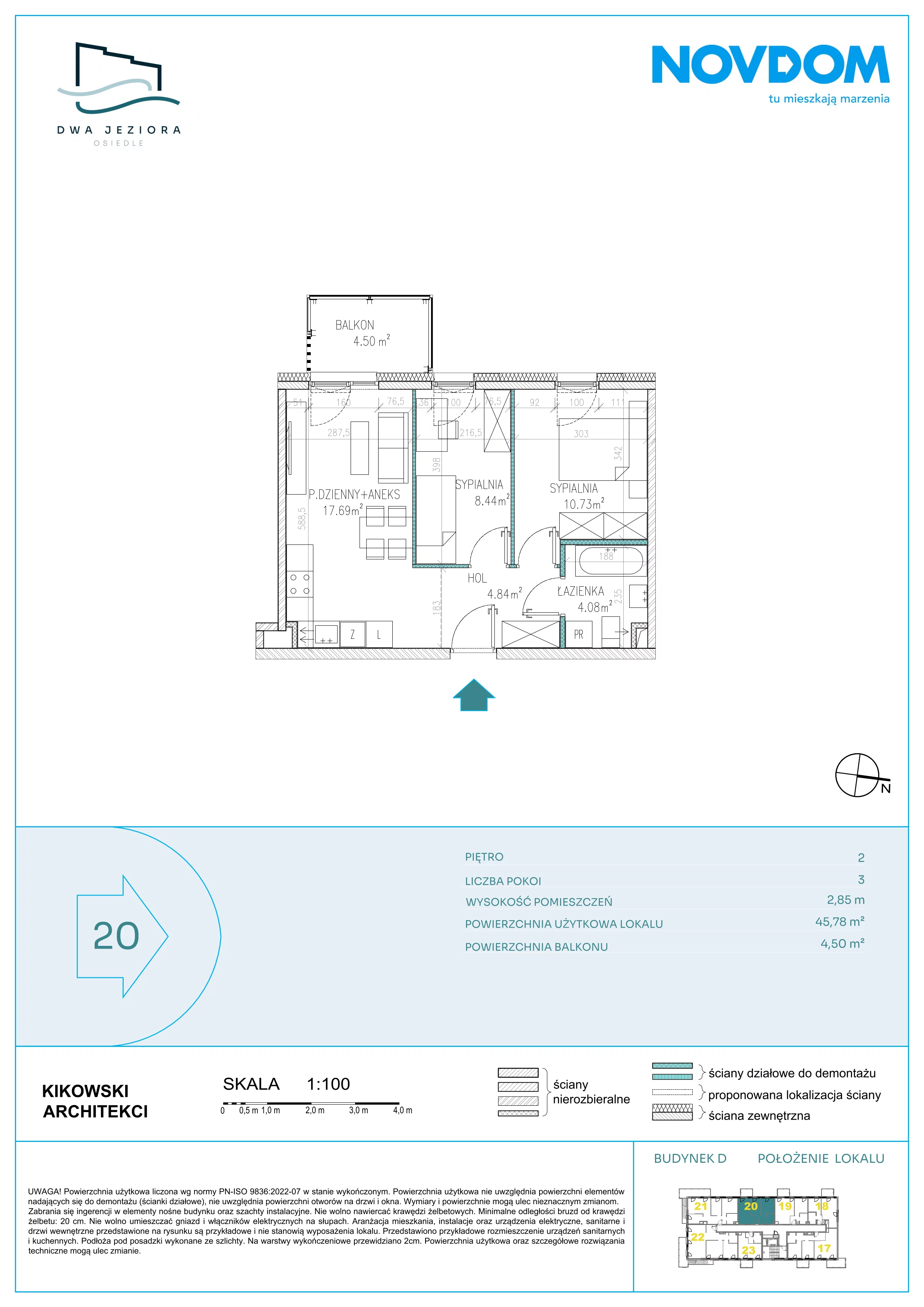 3 pokoje, apartament 45,78 m², piętro 2, oferta nr D/20, Dwa Jeziora CD, Olsztyn, Gutkowo, ul. Bałtycka