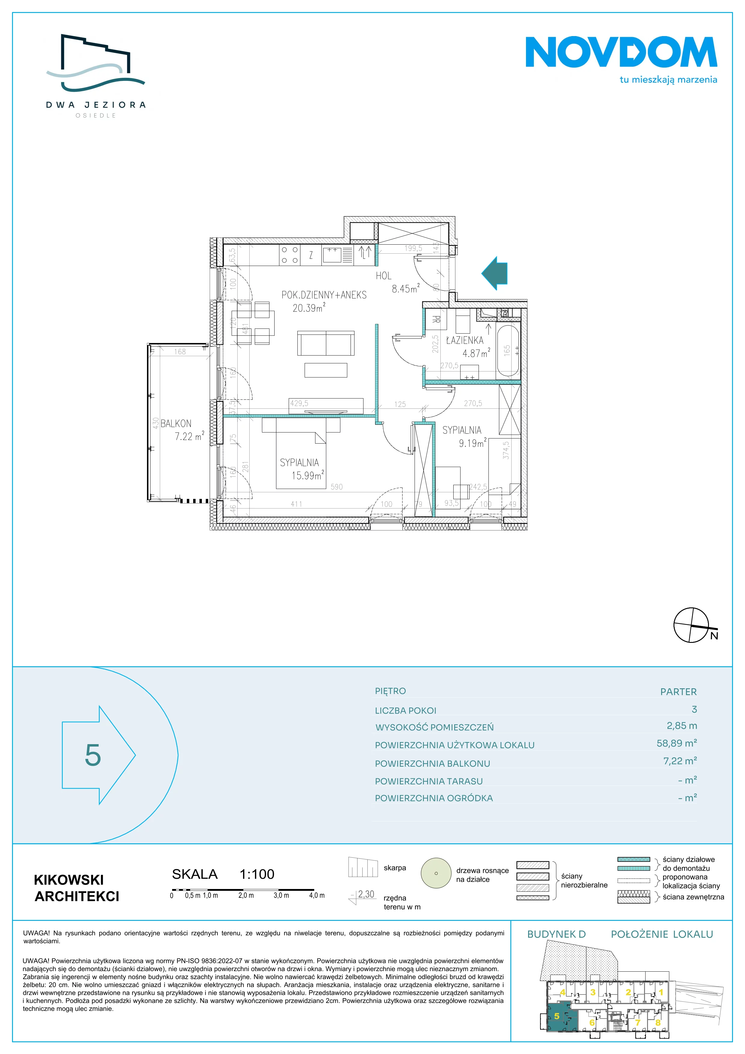 3 pokoje, apartament 58,89 m², parter, oferta nr D/5, Dwa Jeziora CD, Olsztyn, Gutkowo, ul. Bałtycka