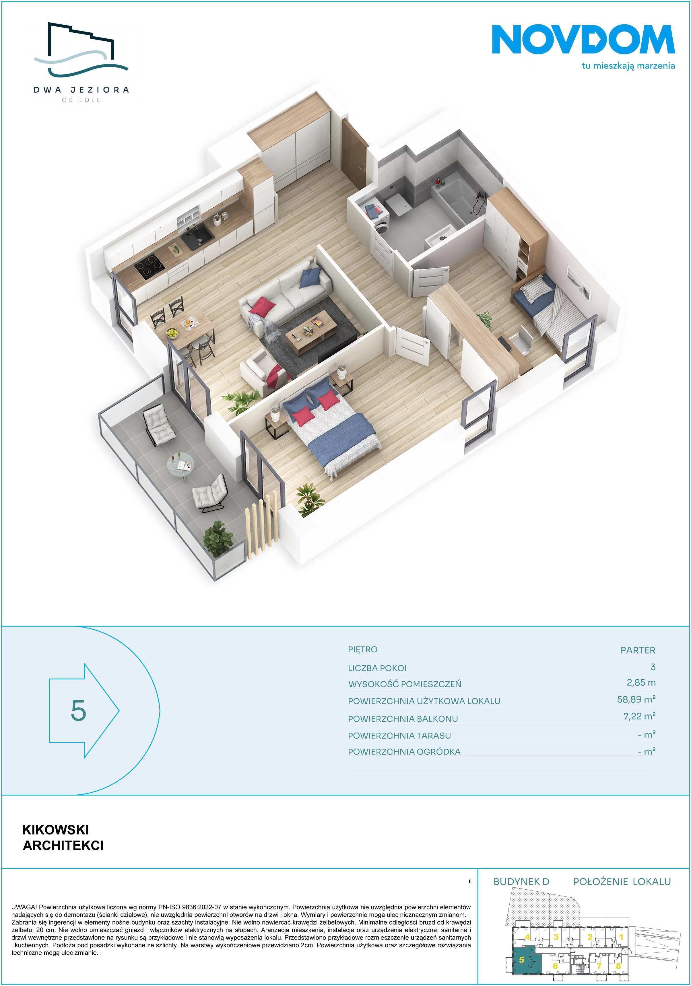 3 pokoje, apartament 58,89 m², parter, oferta nr D/5, Dwa Jeziora CD, Olsztyn, Gutkowo, ul. Bałtycka
