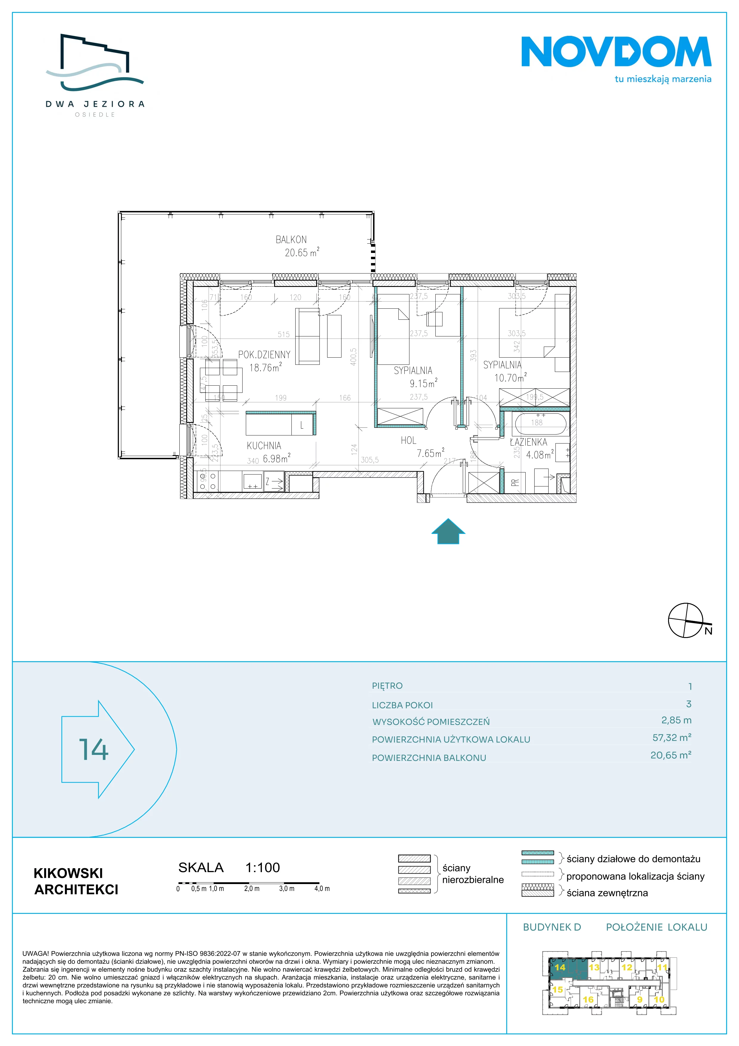 3 pokoje, apartament 57,32 m², piętro 1, oferta nr D/14, Dwa Jeziora CD, Olsztyn, Gutkowo, ul. Bałtycka