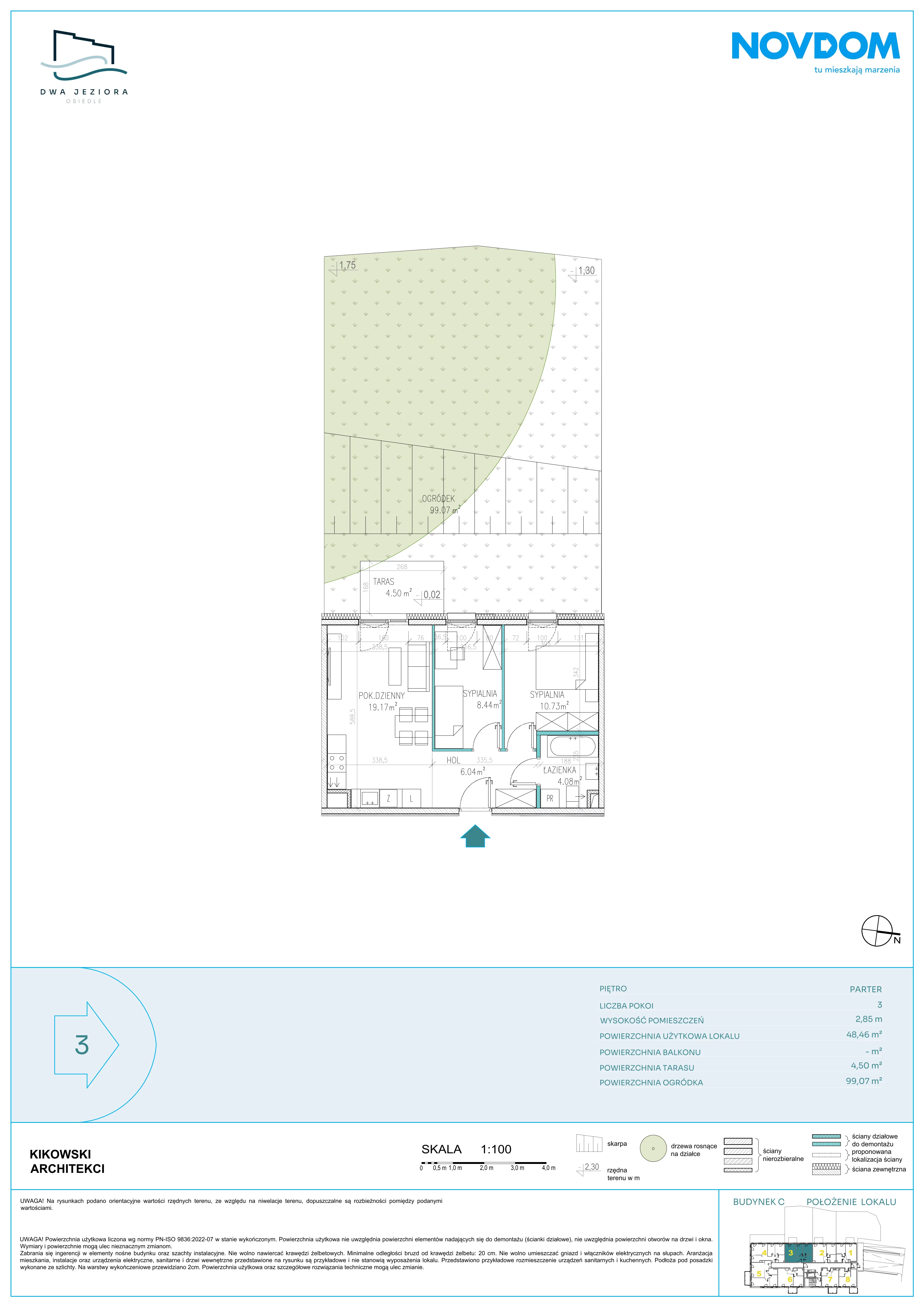 3 pokoje, apartament 48,46 m², parter, oferta nr C/3, Dwa Jeziora CD, Olsztyn, Gutkowo, ul. Bałtycka