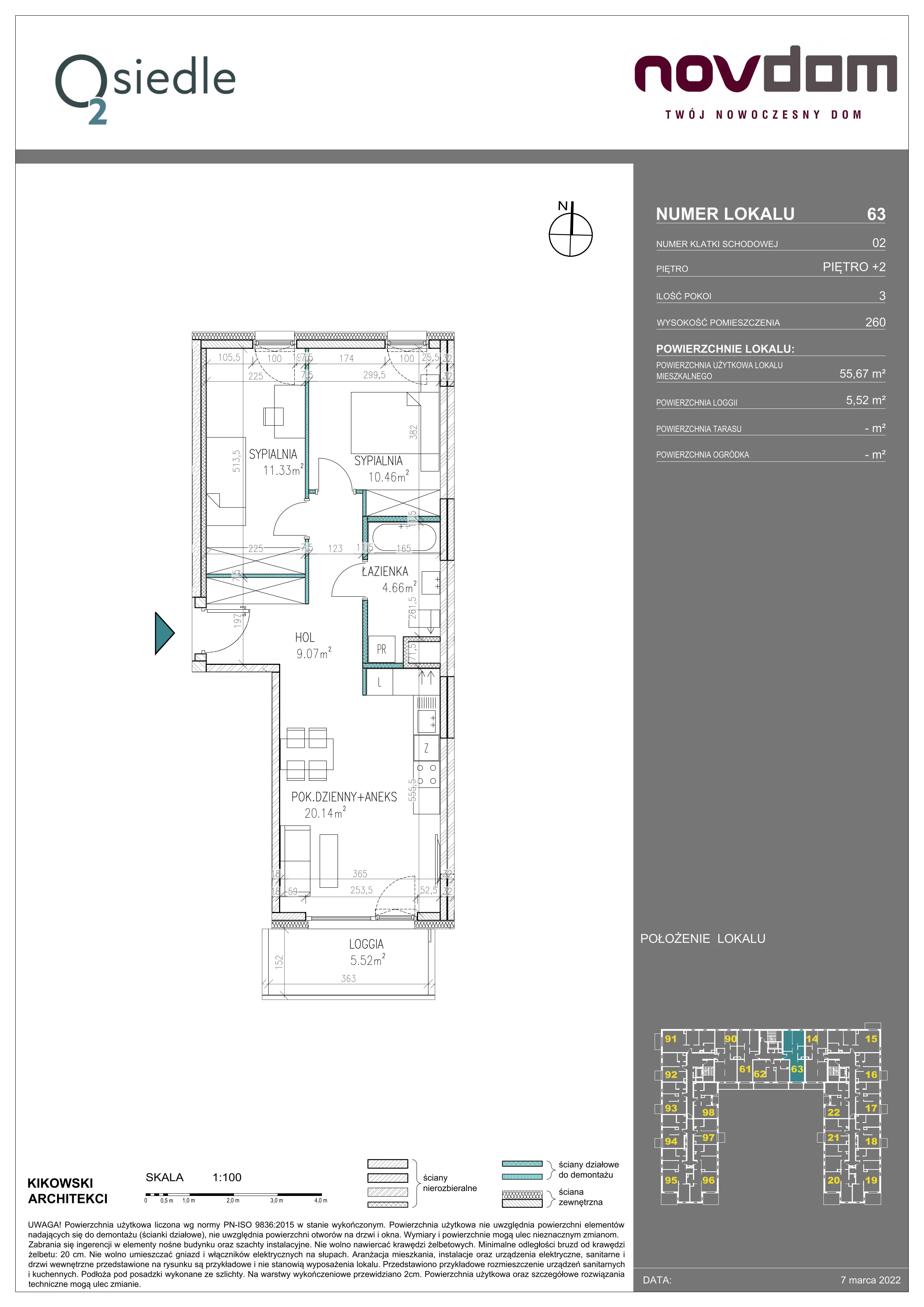 Apartament 55,67 m², piętro 2, oferta nr B/63, Osiedle O2, Płońsk, ul. Klonowa