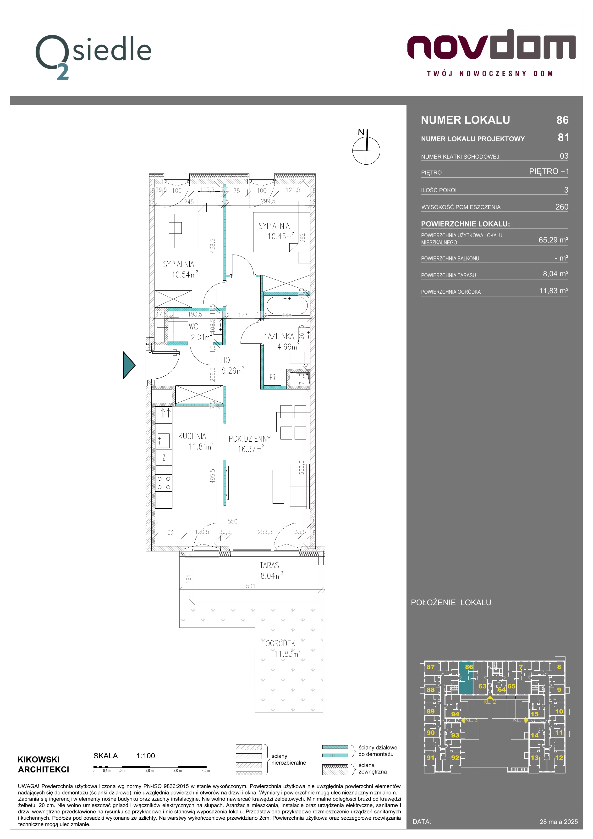 3 pokoje, apartament 65,29 m², piętro 1, oferta nr B/81, Osiedle O2, Płońsk, ul. Klonowa