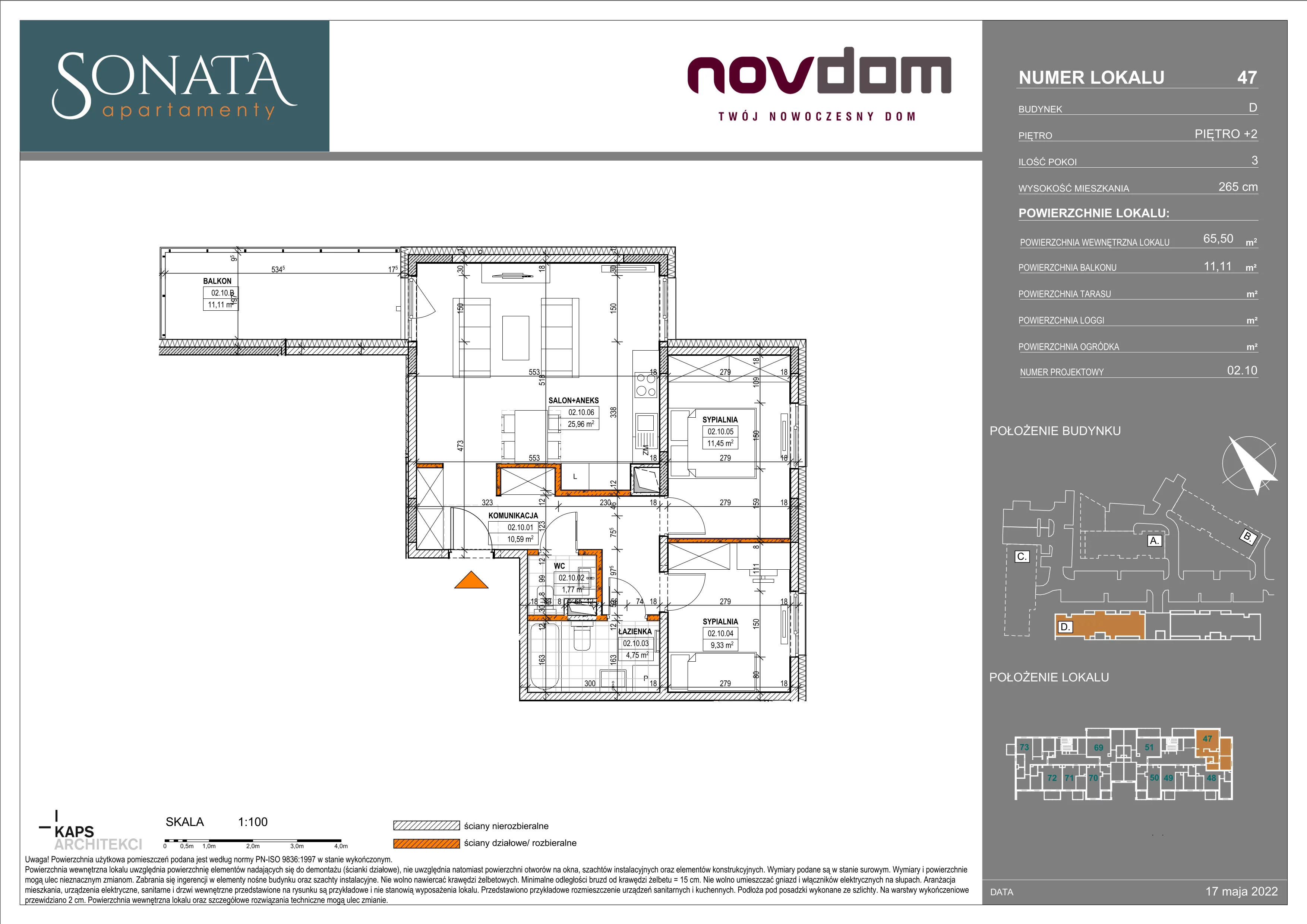 Apartament 65,50 m², piętro 2, oferta nr D/47, Apartamenty Sonata II, Szczytno, ul. Królowej Jadwigi 6