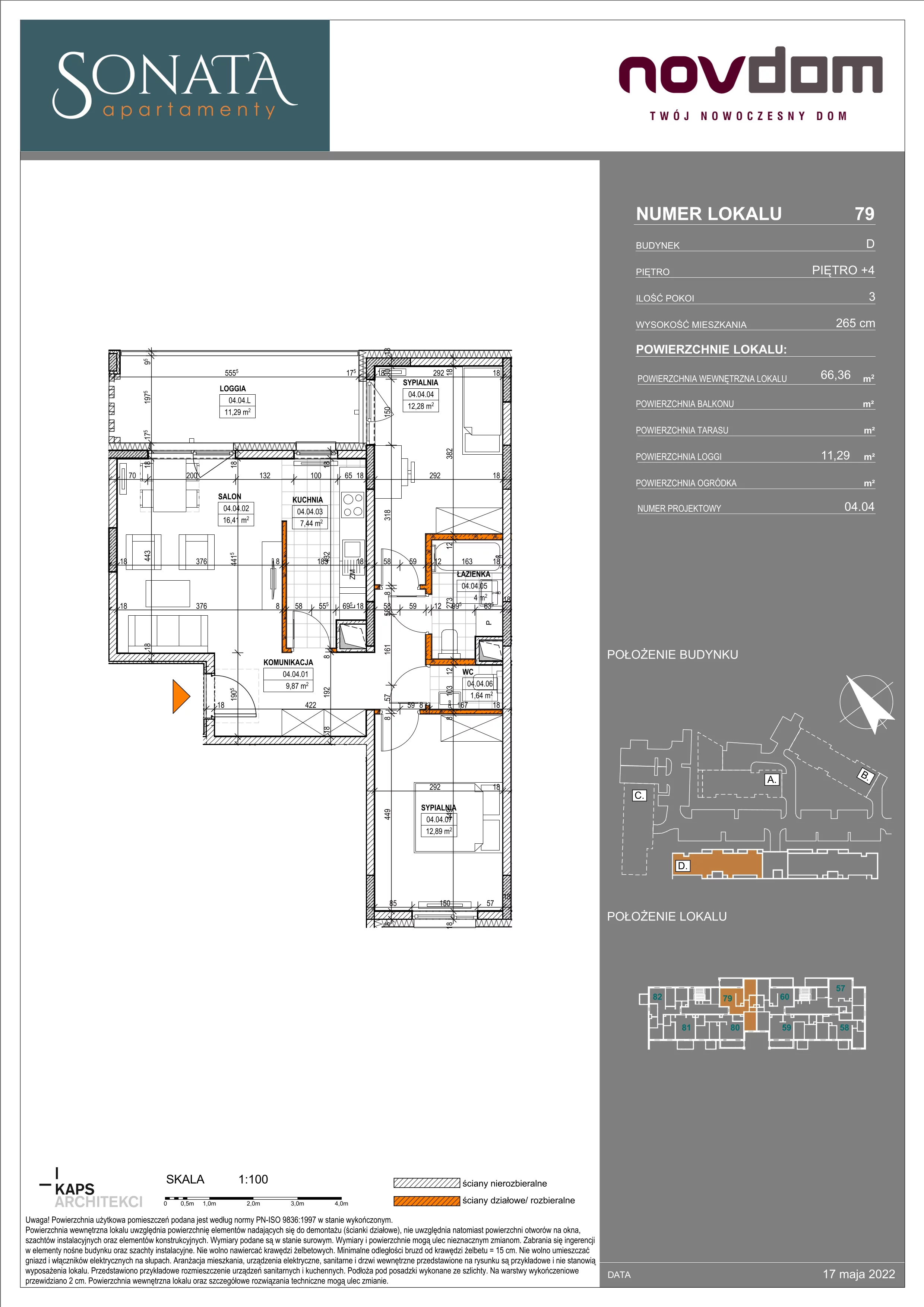 Apartament 66,36 m², piętro 4, oferta nr D/79, Apartamenty Sonata II, Szczytno, ul. Królowej Jadwigi 6