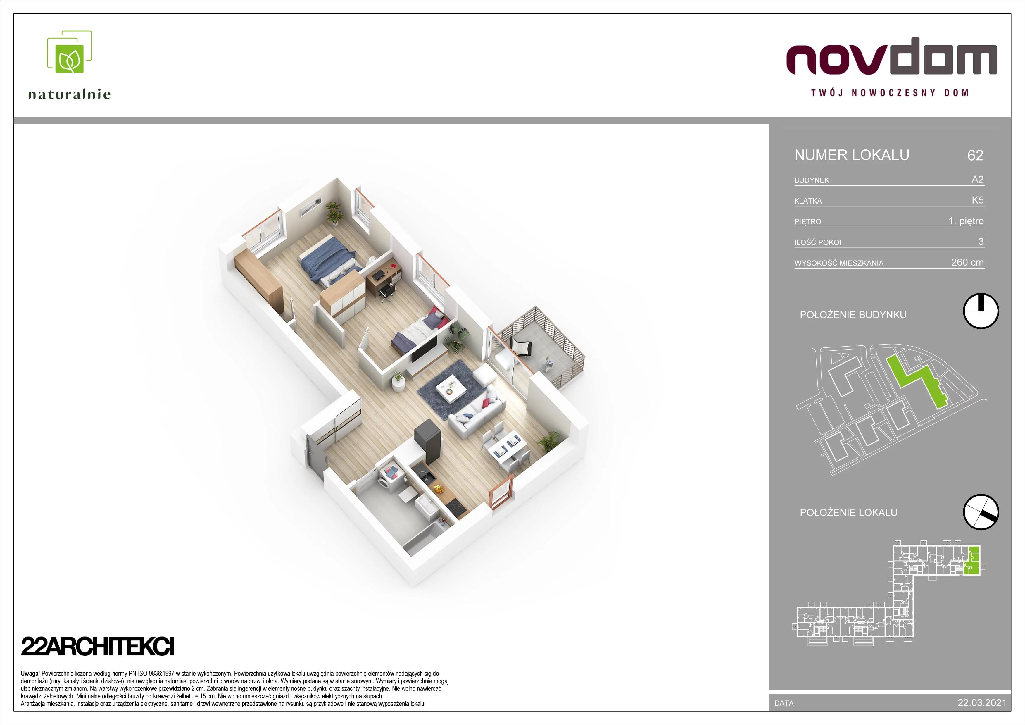 Apartament 68,03 m², piętro 1, oferta nr A2/62, Osiedle Naturalnie, Mława, ul. Nowowiejskiego