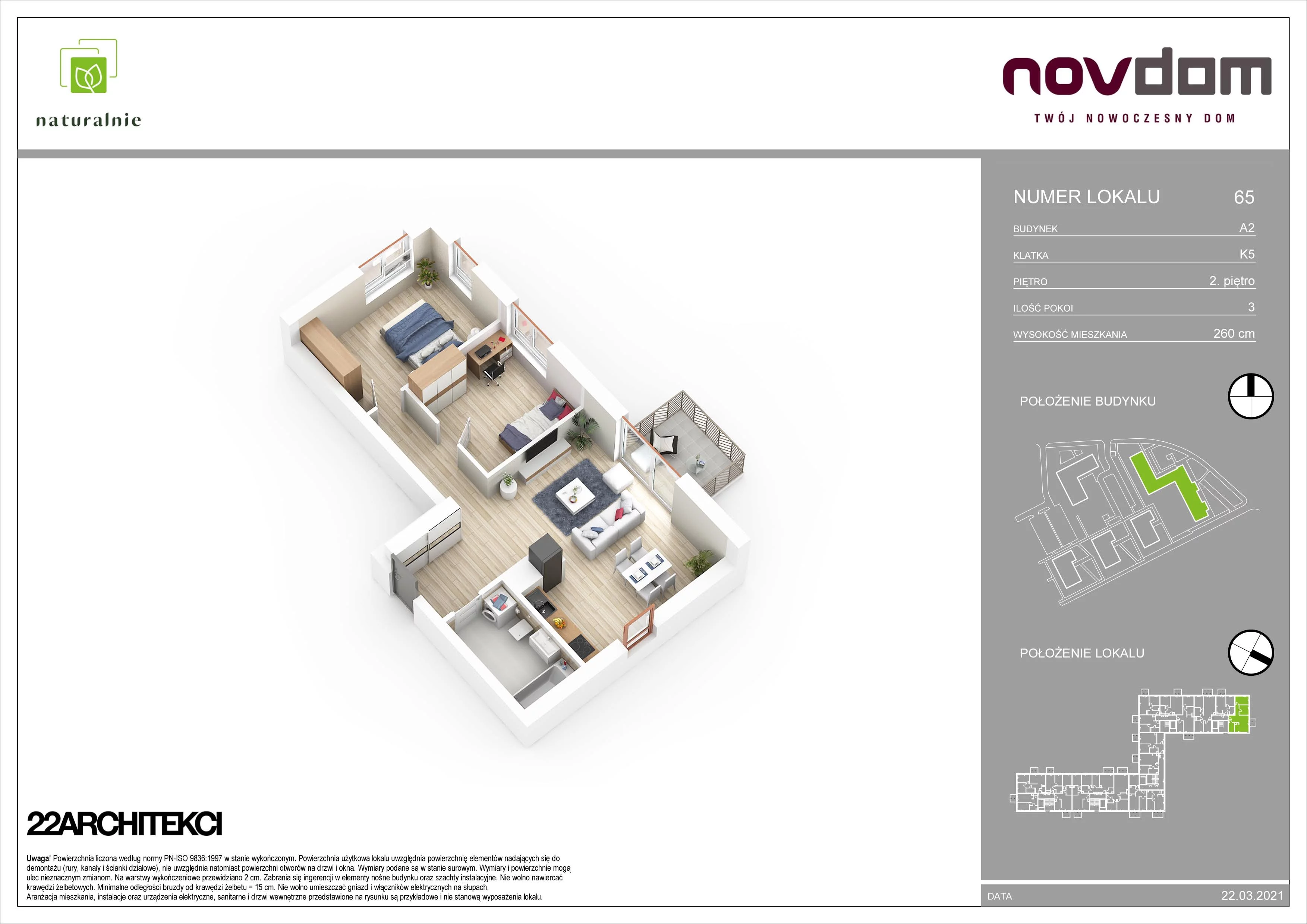 Apartament 68,03 m², piętro 2, oferta nr A2/65, Osiedle Naturalnie, Mława, ul. Nowowiejskiego
