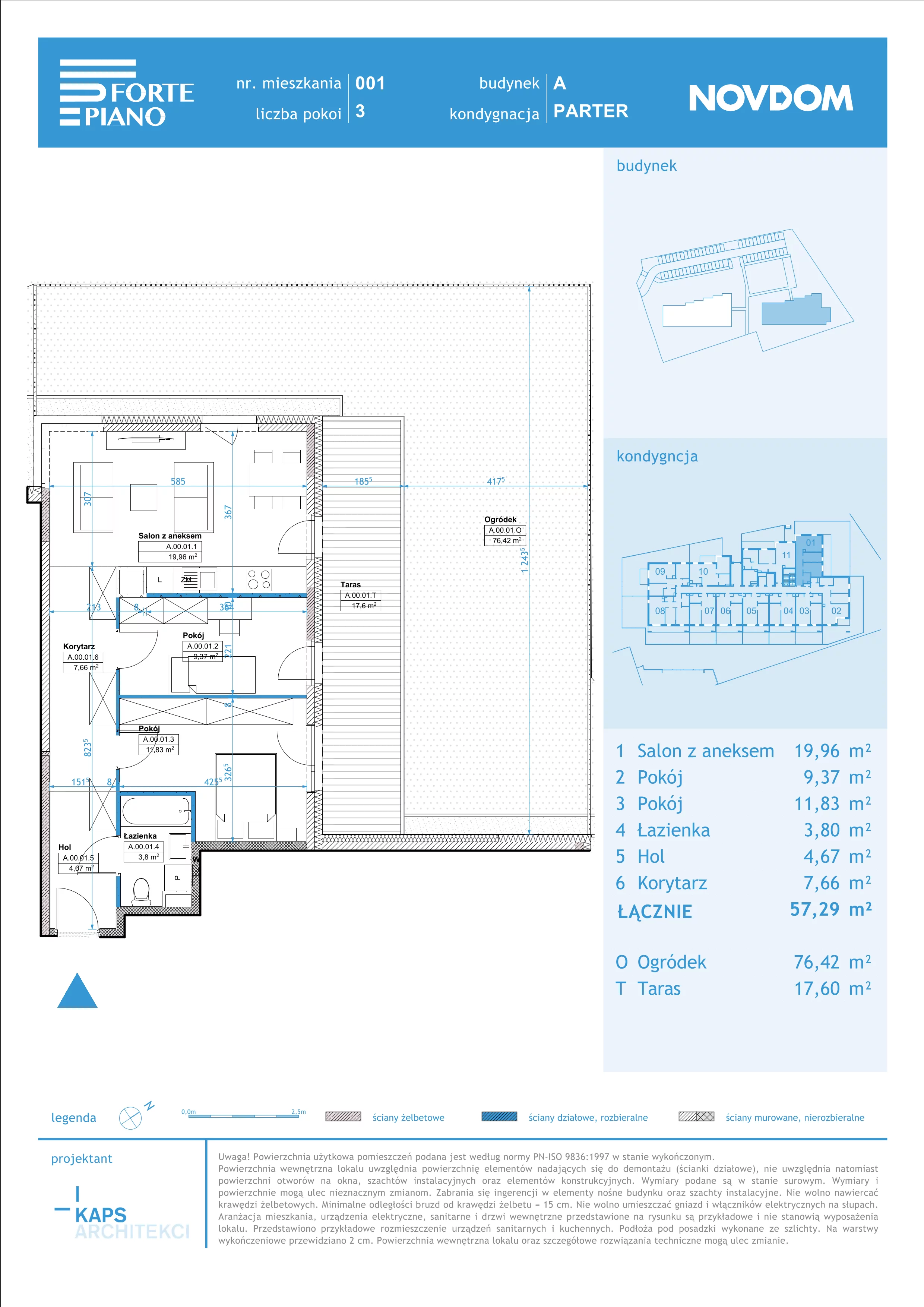 Apartament 57,29 m², parter, oferta nr A/1, Forte Piano, Ostrołęka, ul. Ostrołęckich Harcerzy