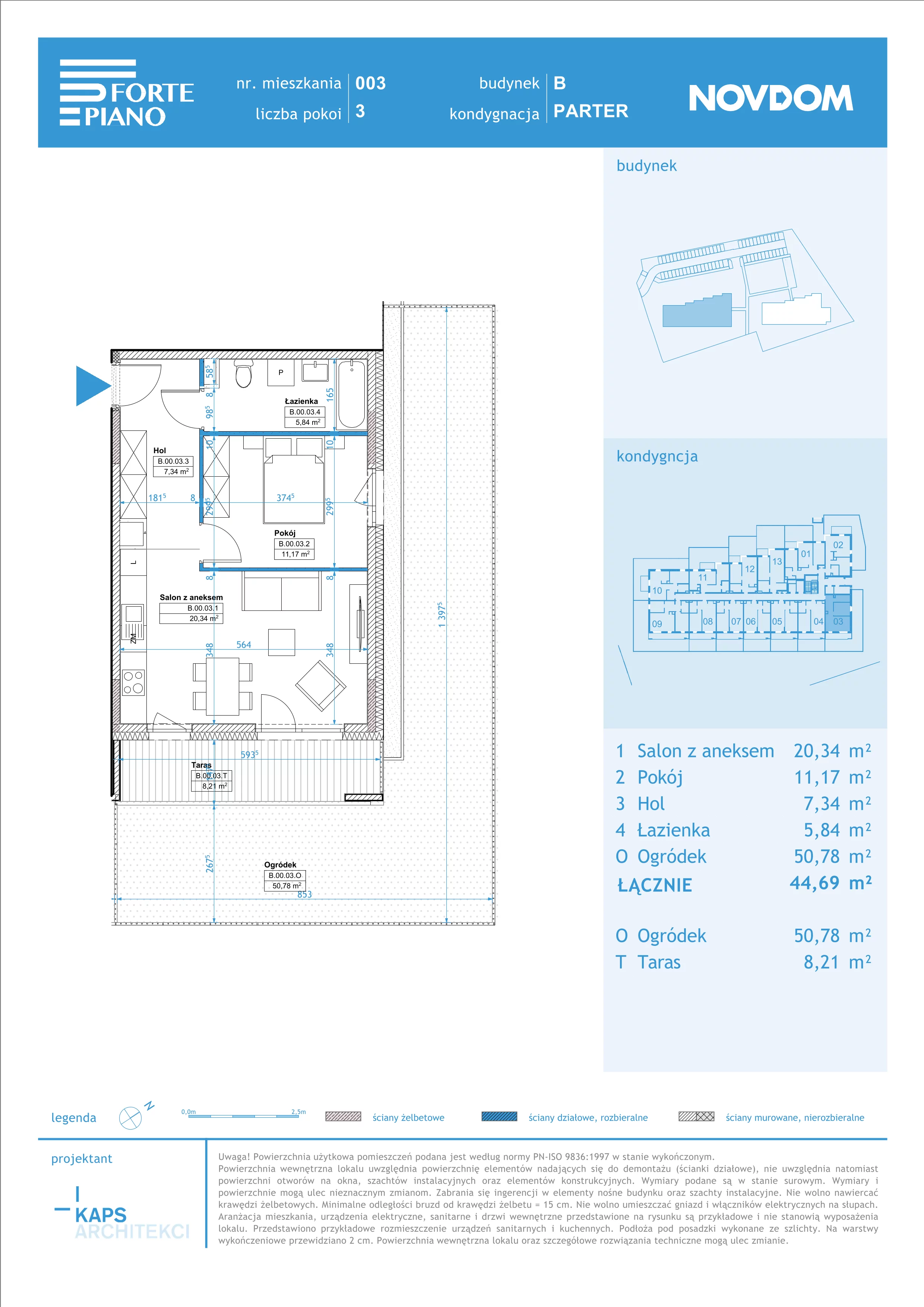 Apartament 44,69 m², parter, oferta nr B/3, Forte Piano, Ostrołęka, ul. Ostrołęckich Harcerzy