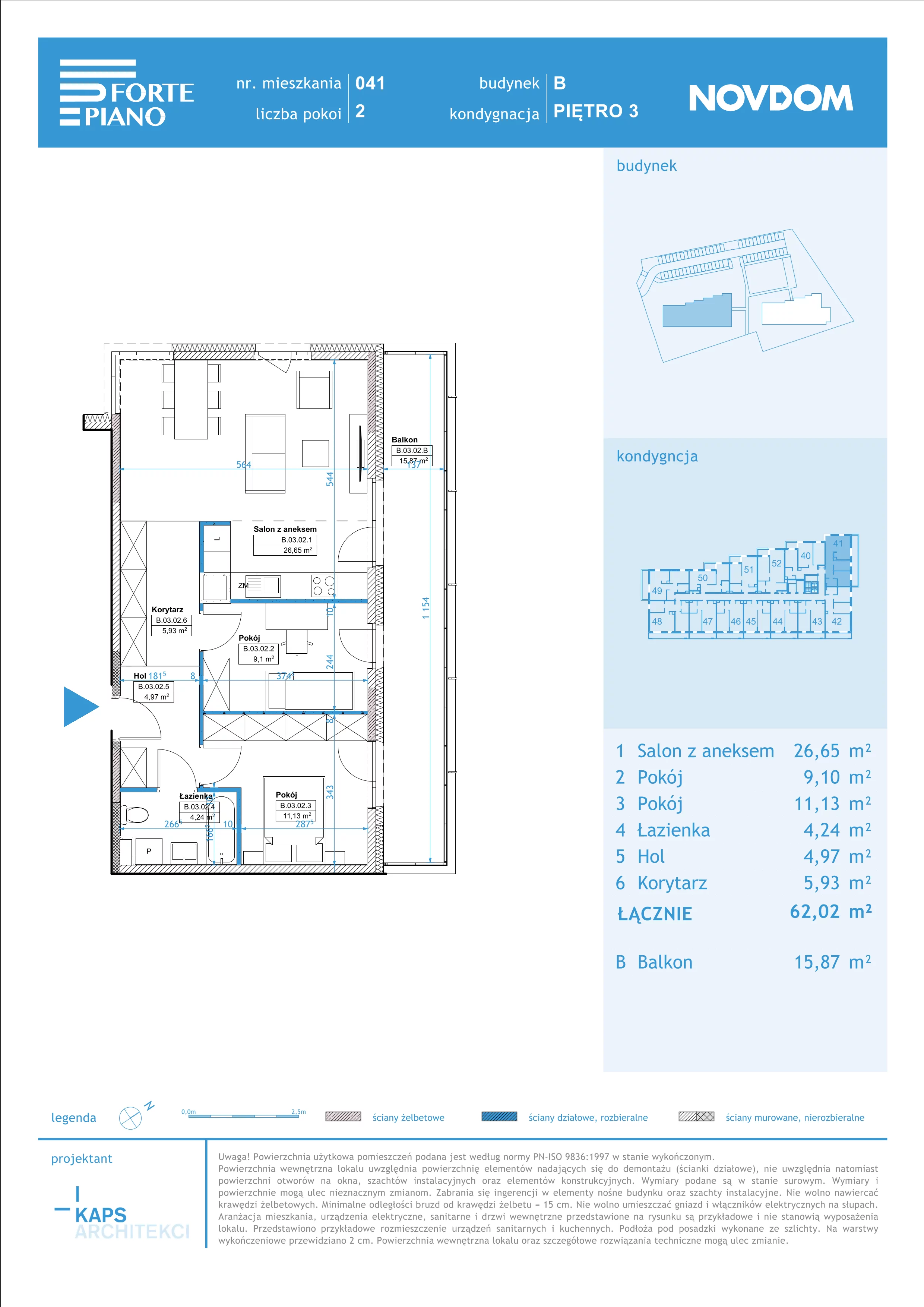 Apartament 62,02 m², piętro 3, oferta nr B/41, Forte Piano, Ostrołęka, ul. Ostrołęckich Harcerzy