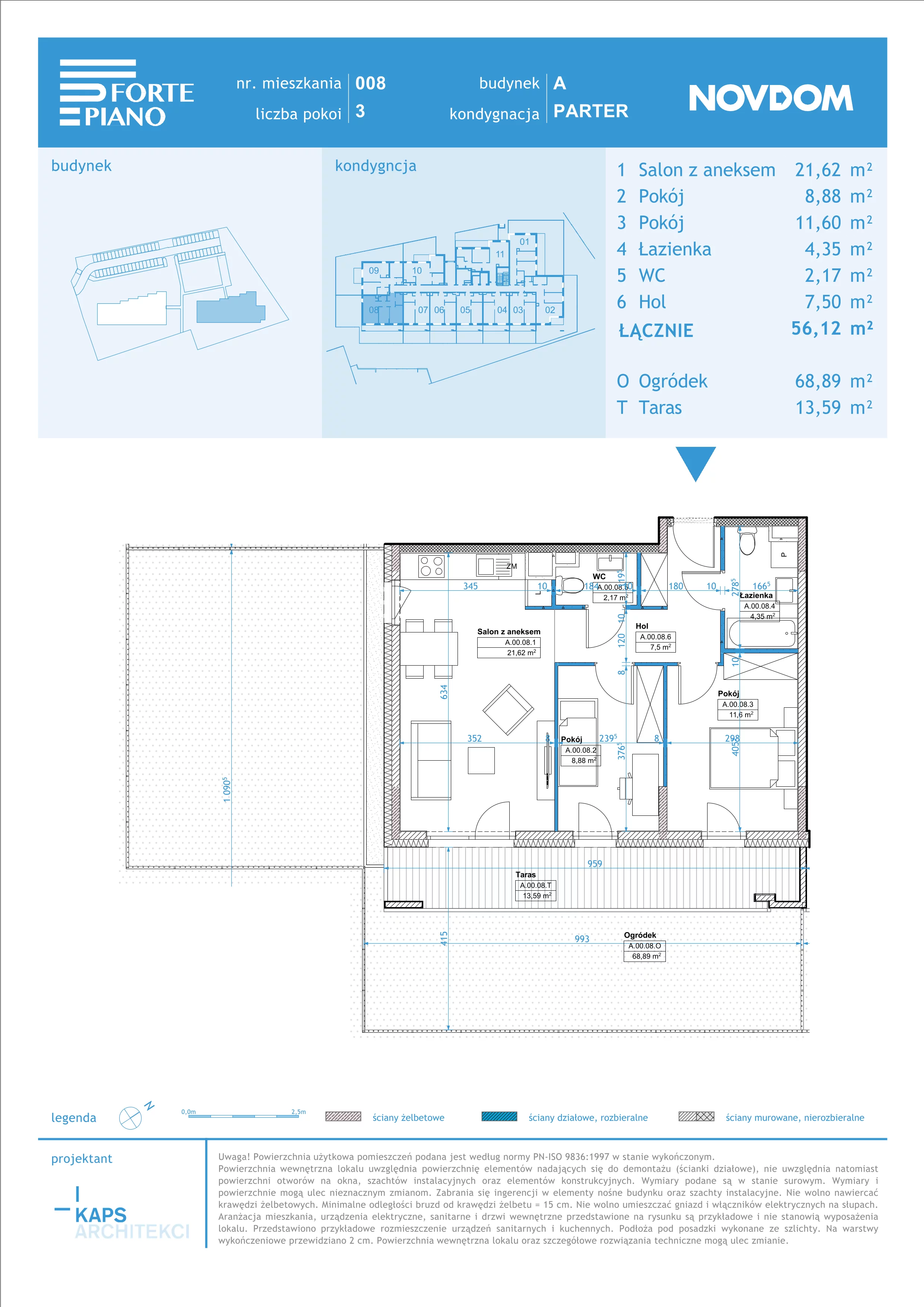 Apartament 56,12 m², parter, oferta nr A/8, Forte Piano, Ostrołęka, ul. Ostrołęckich Harcerzy