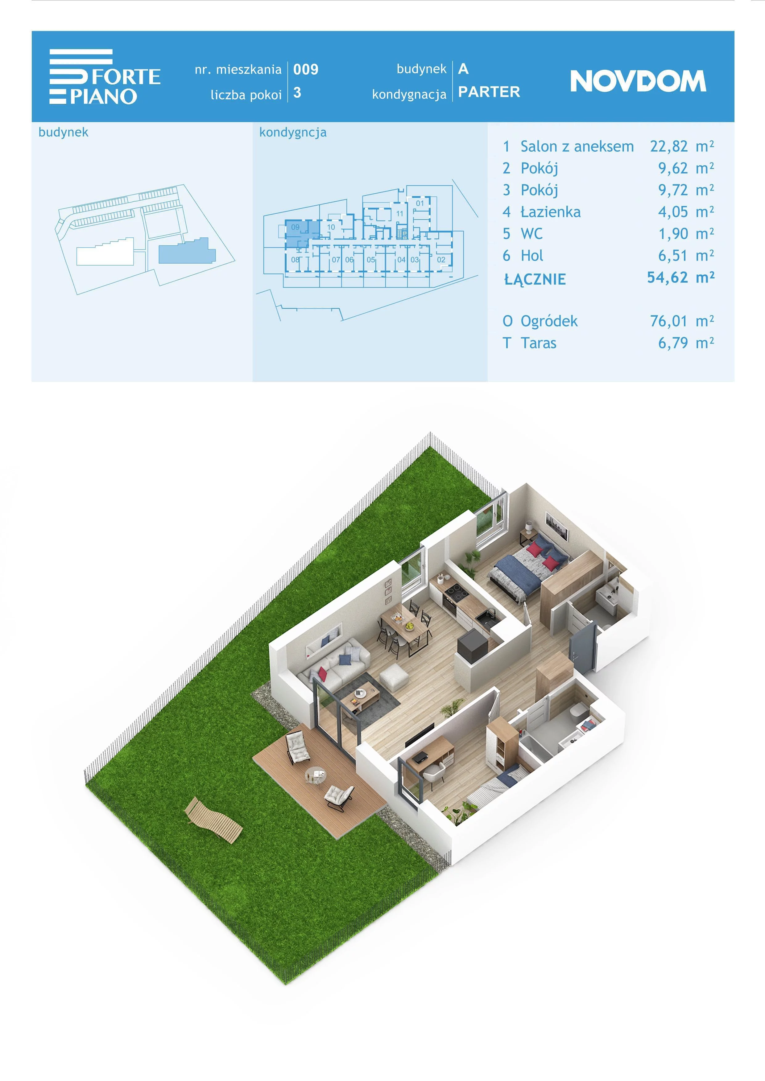 Apartament 54,57 m², parter, oferta nr A/9, Forte Piano, Ostrołęka, ul. Ostrołęckich Harcerzy