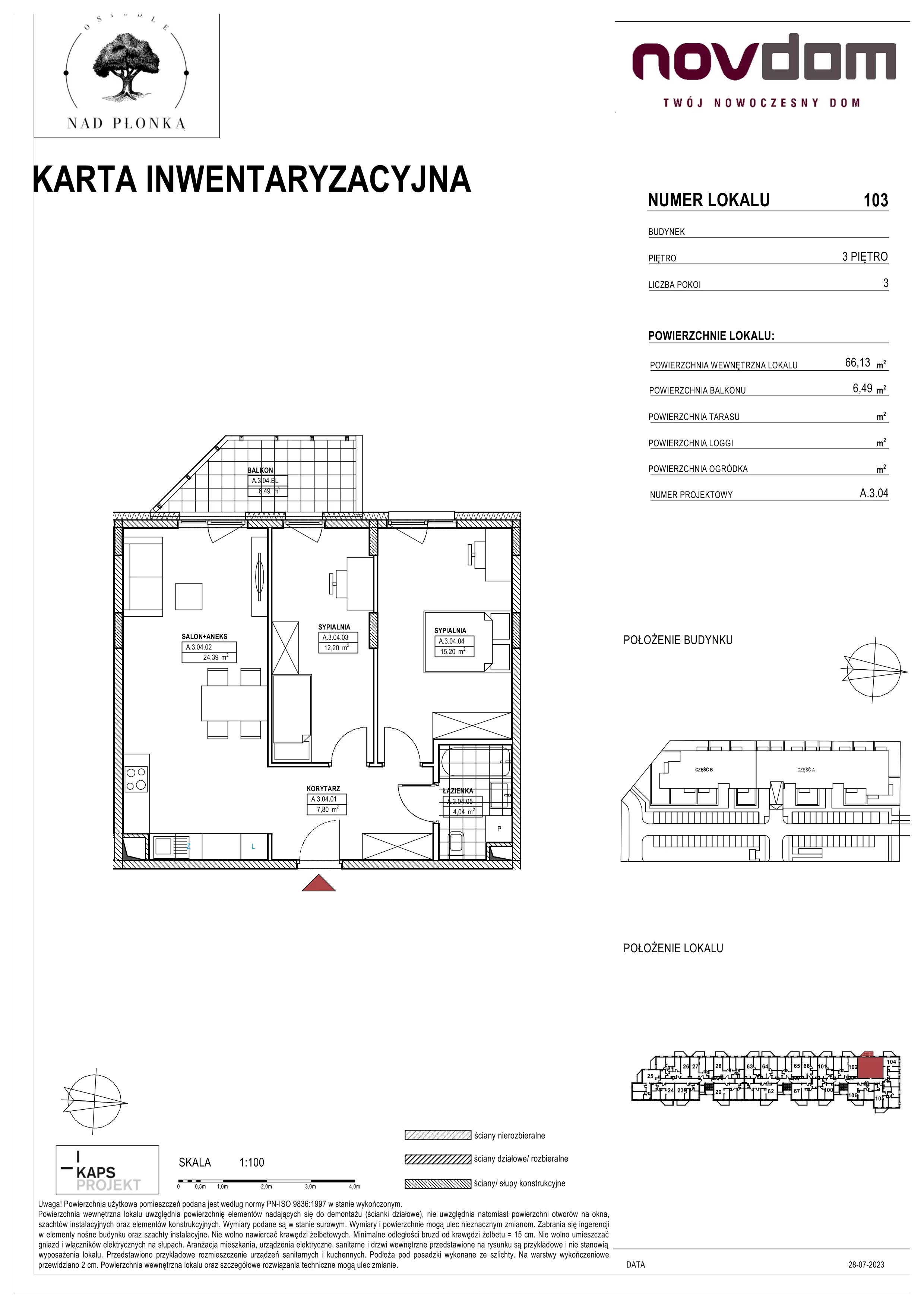 Apartament 66,13 m², piętro 3, oferta nr AB/101, Nad Płonką, Płońsk, ul. Szkolna / Kopernika