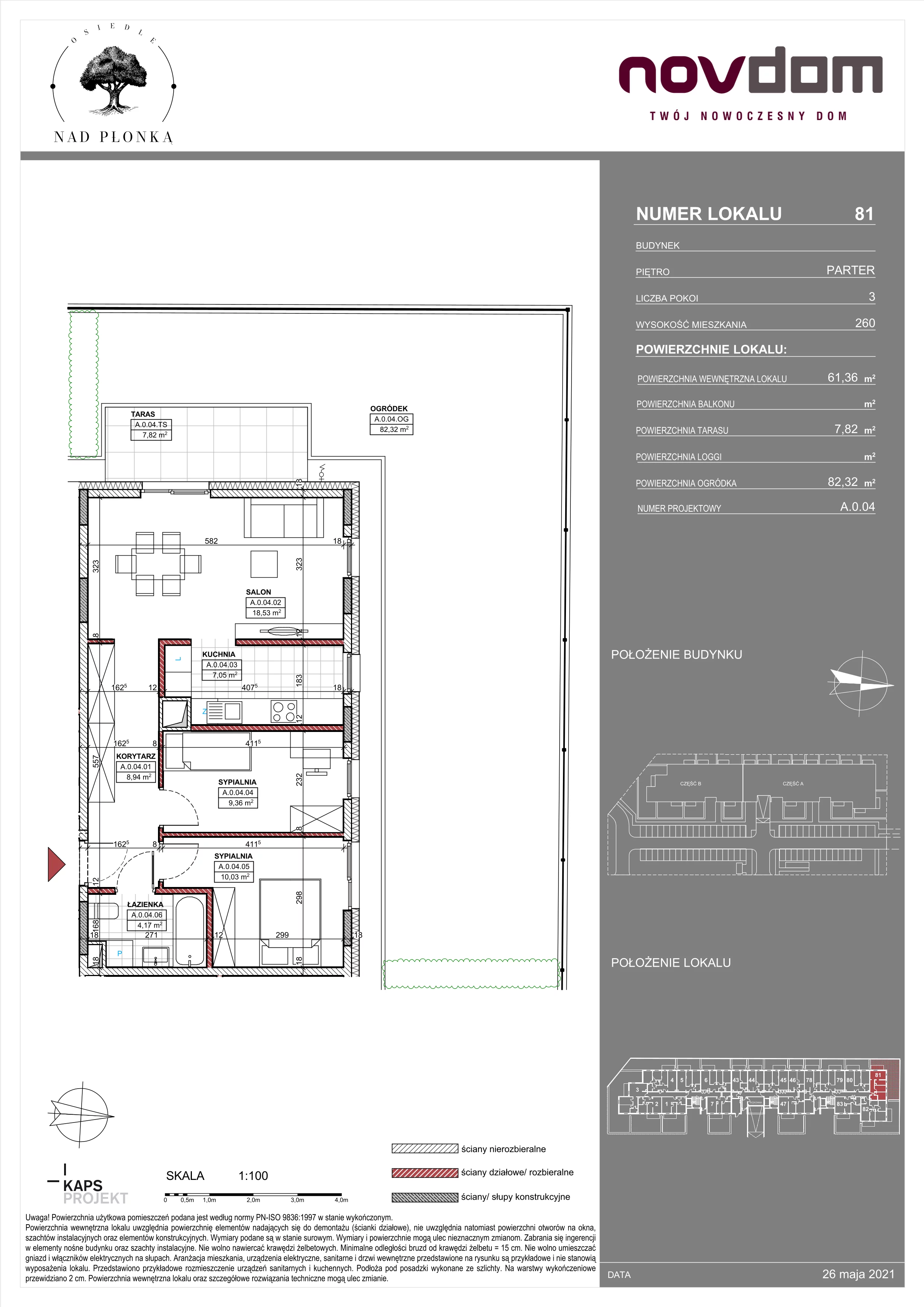 Apartament 61,29 m², parter, oferta nr AB/81, Nad Płonką, Płońsk, ul. Szkolna / Kopernika