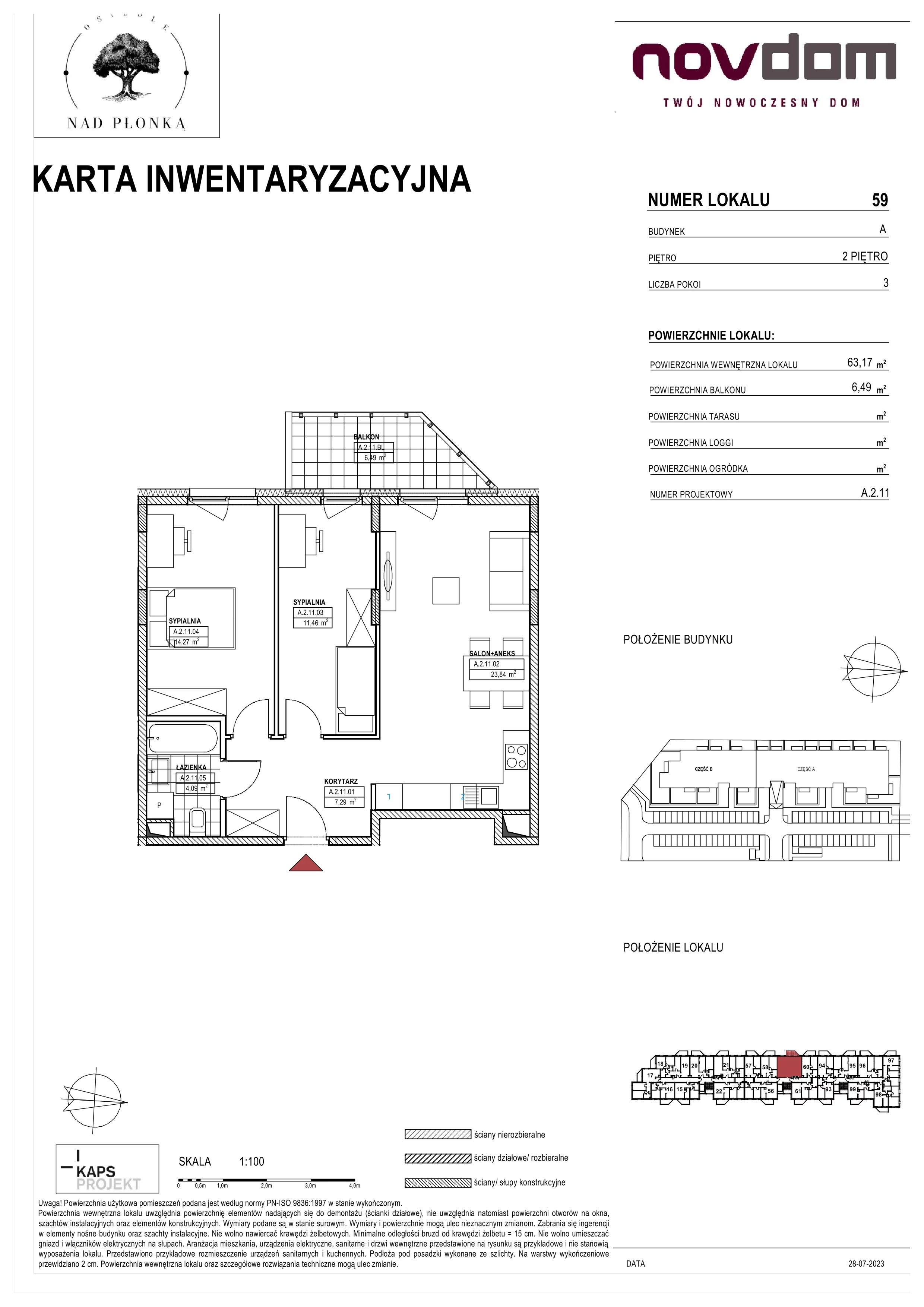 3 pokoje, apartament 63,22 m², piętro 2, oferta nr 57, Nad Płonką, Płońsk, ul. Szkolna / Kopernika