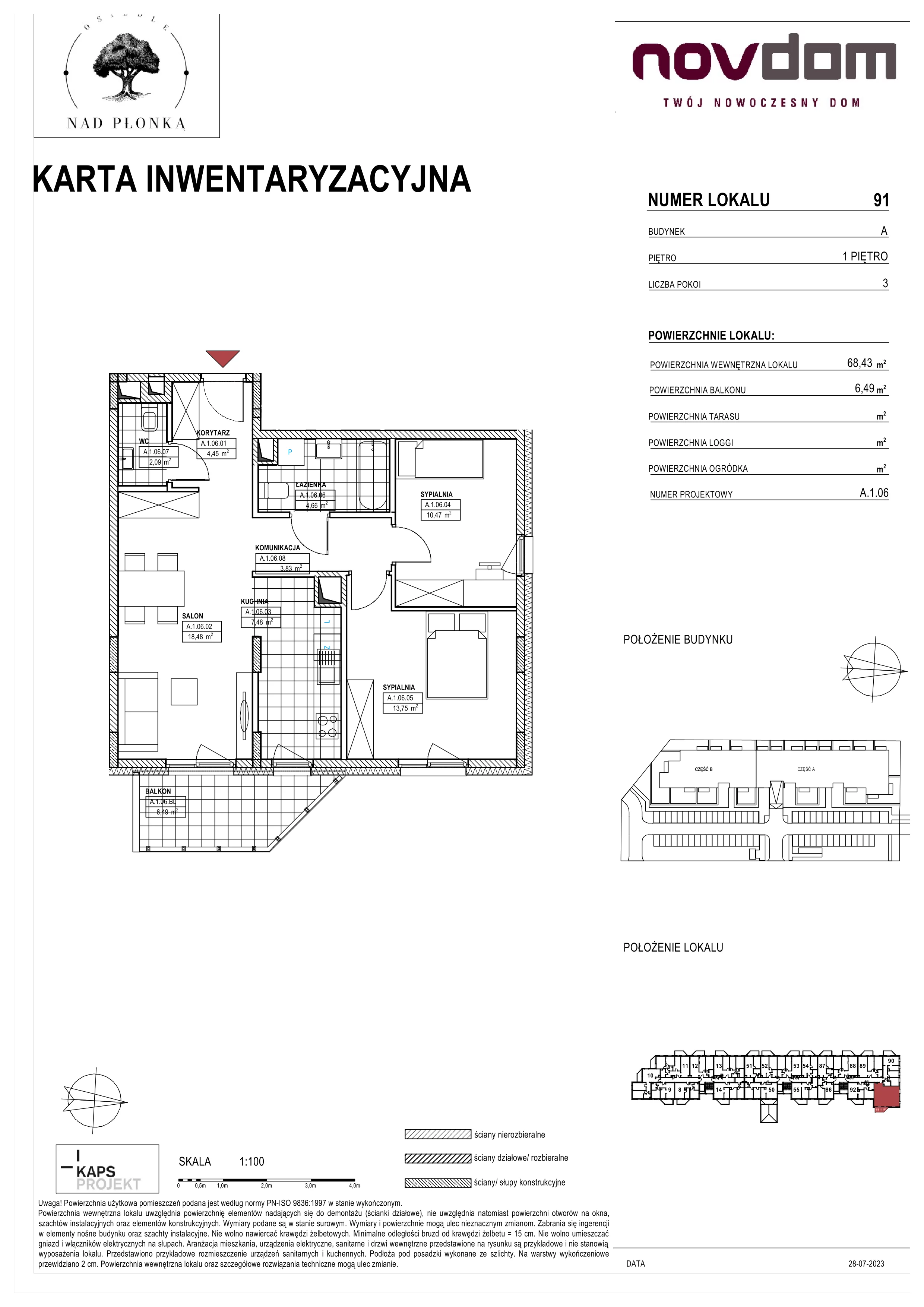 3 pokoje, apartament 68,42 m², piętro 1, oferta nr 89, Nad Płonką, Płońsk, ul. Szkolna / Kopernika