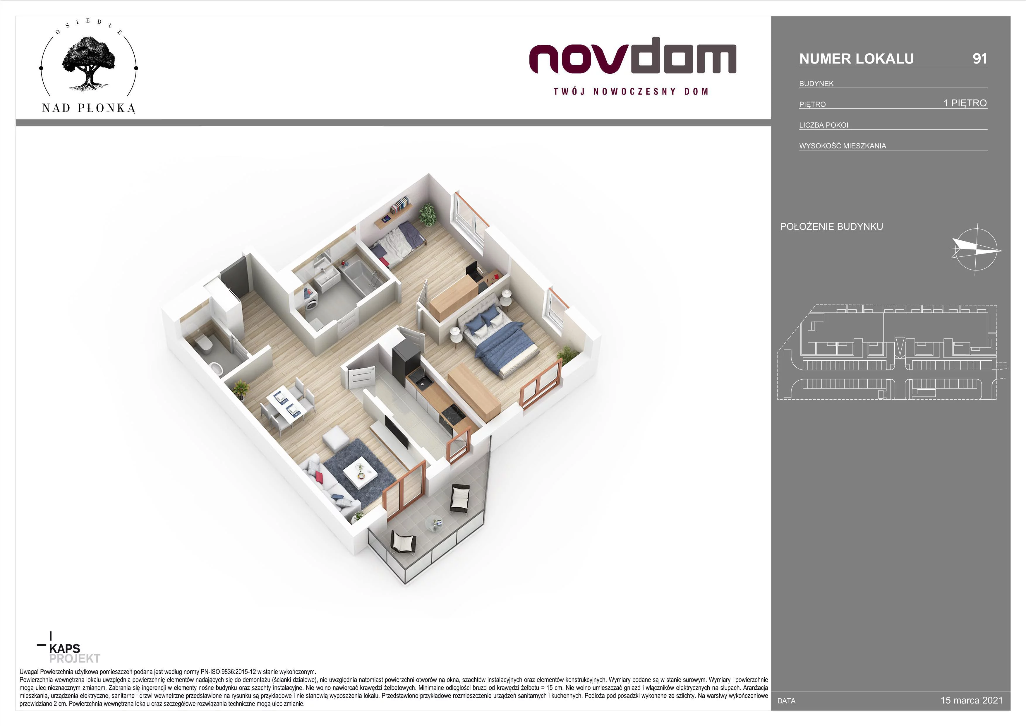3 pokoje, apartament 68,42 m², piętro 1, oferta nr 89, Nad Płonką, Płońsk, ul. Szkolna / Kopernika