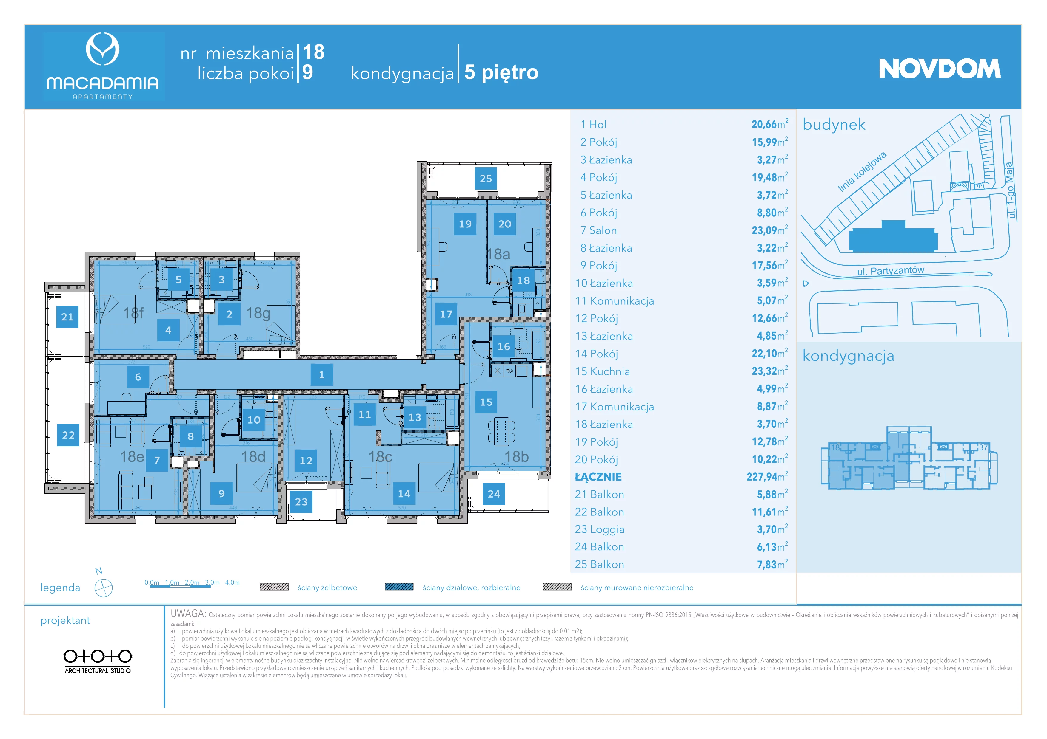 4 pokoje, apartament 227,94 m², piętro 5, oferta nr 1/18, Apartamenty Macadamia, Olsztyn, Śródmieście, ul. 1 Maja