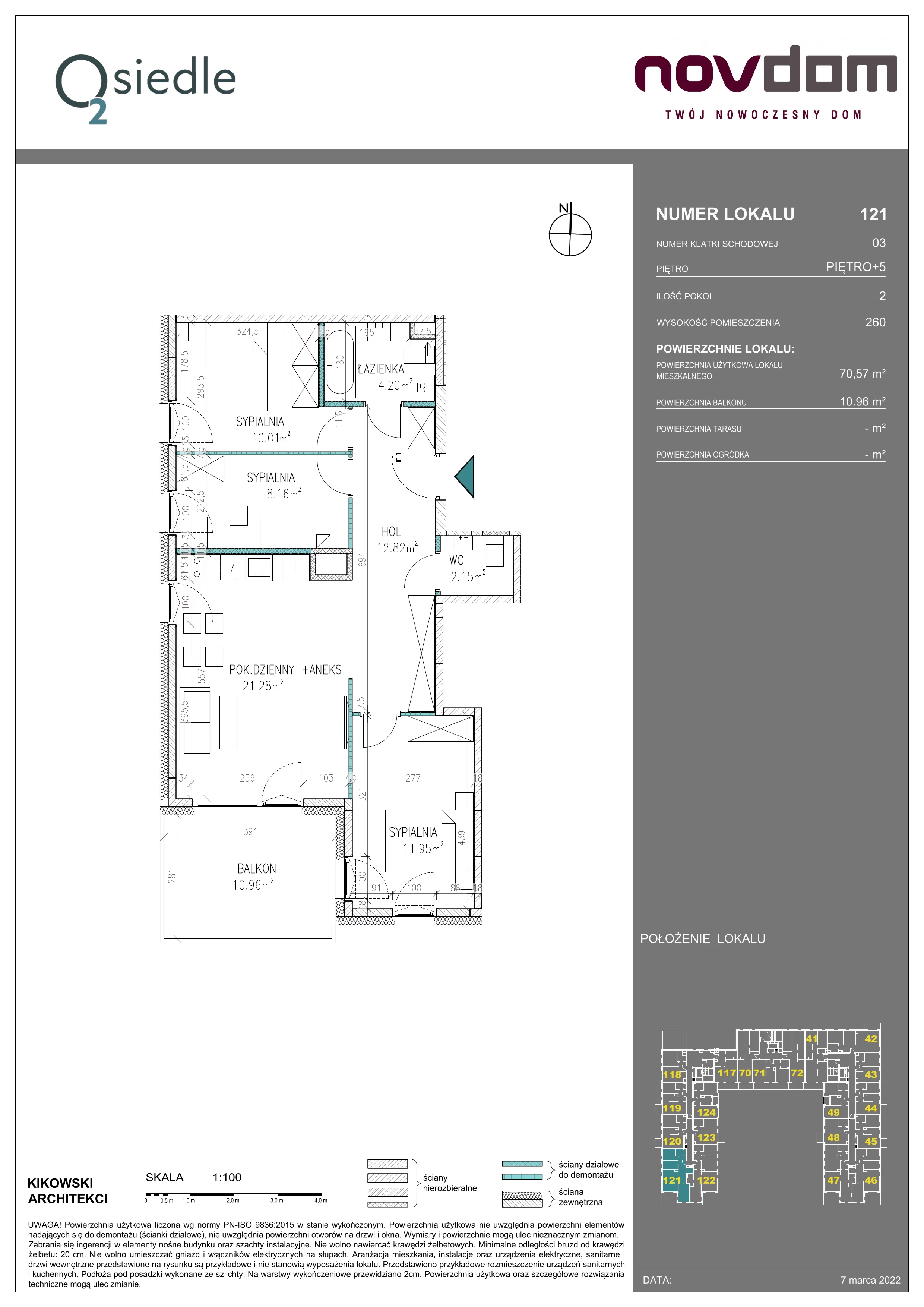 Apartament 70,57 m², piętro 5, oferta nr B/121, Osiedle O2, Płońsk, ul. Klonowa