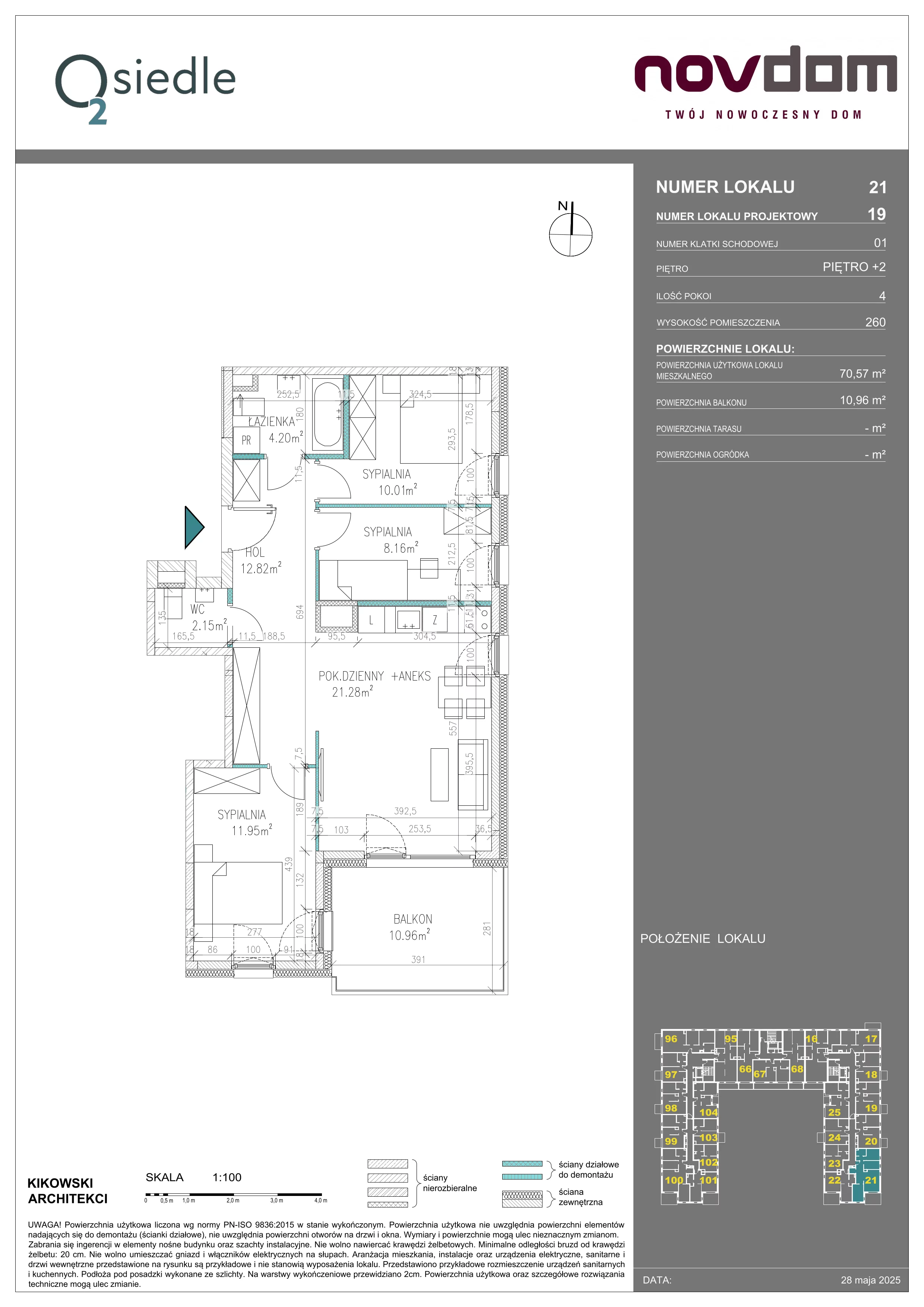 4 pokoje, apartament 70,57 m², piętro 2, oferta nr B/19, Osiedle O2, Płońsk, ul. Klonowa
