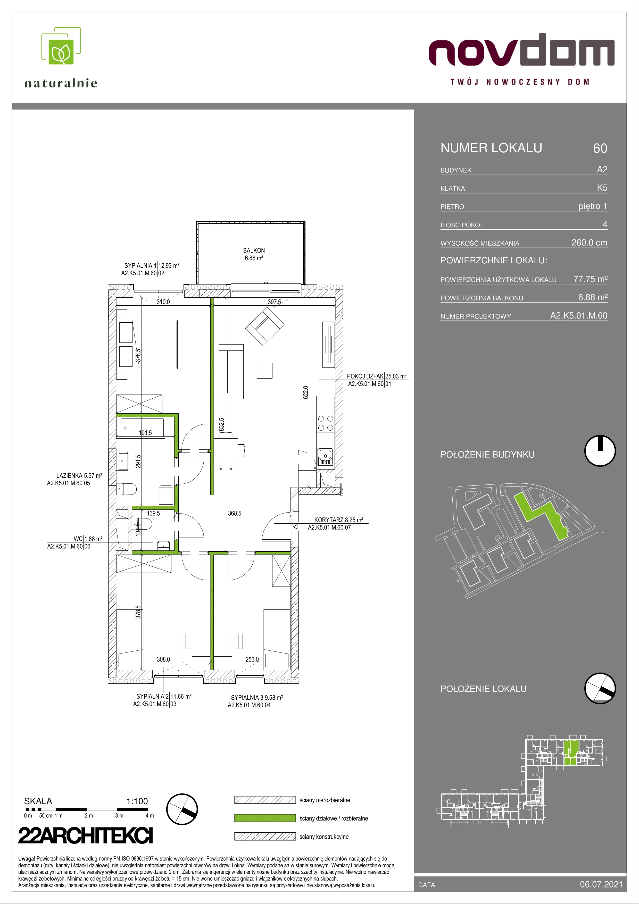 Apartament 77,75 m², piętro 1, oferta nr A2/60, Osiedle Naturalnie, Mława, ul. Nowowiejskiego