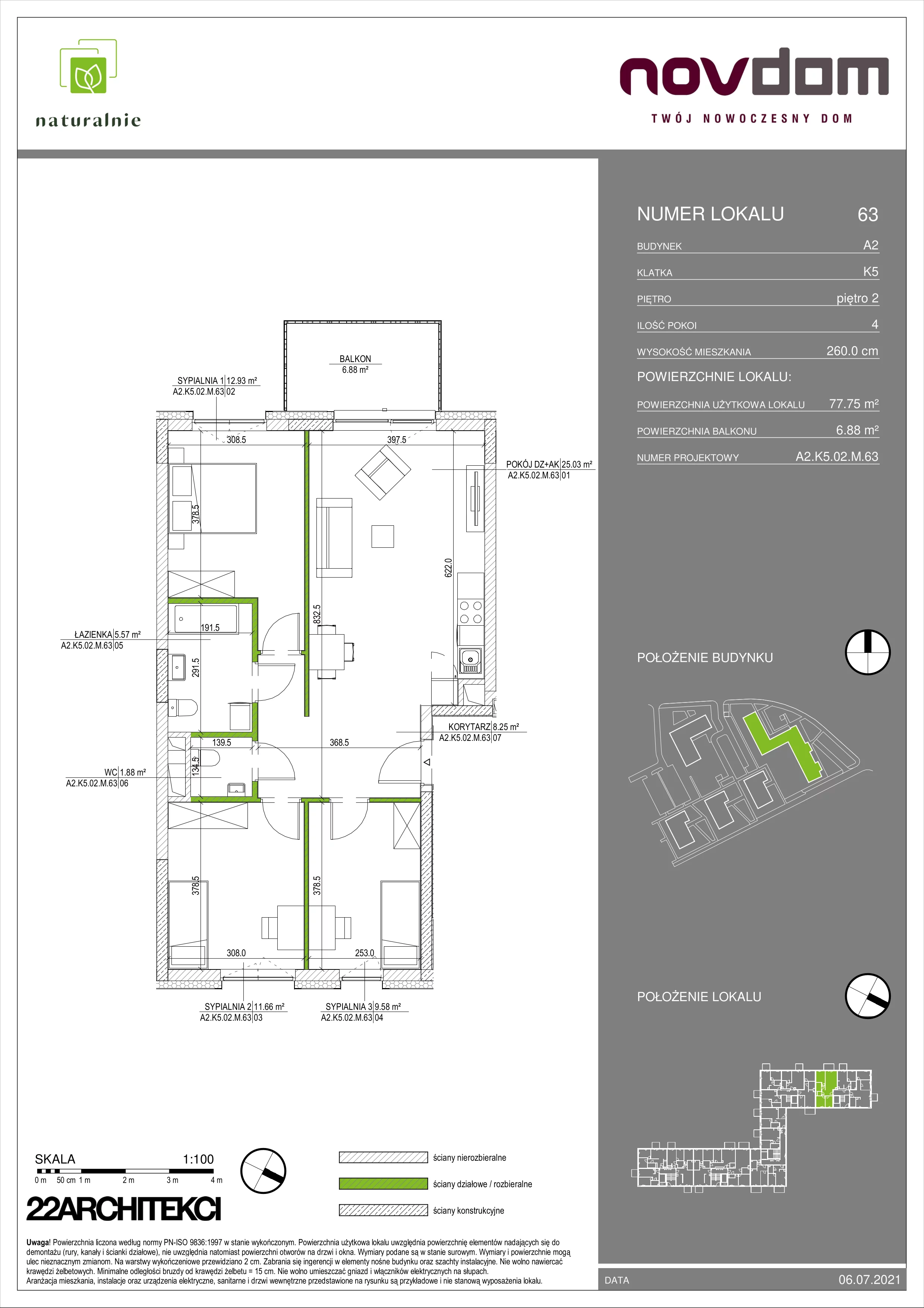 Apartament 77,75 m², piętro 2, oferta nr A2/63, Osiedle Naturalnie, Mława, ul. Nowowiejskiego