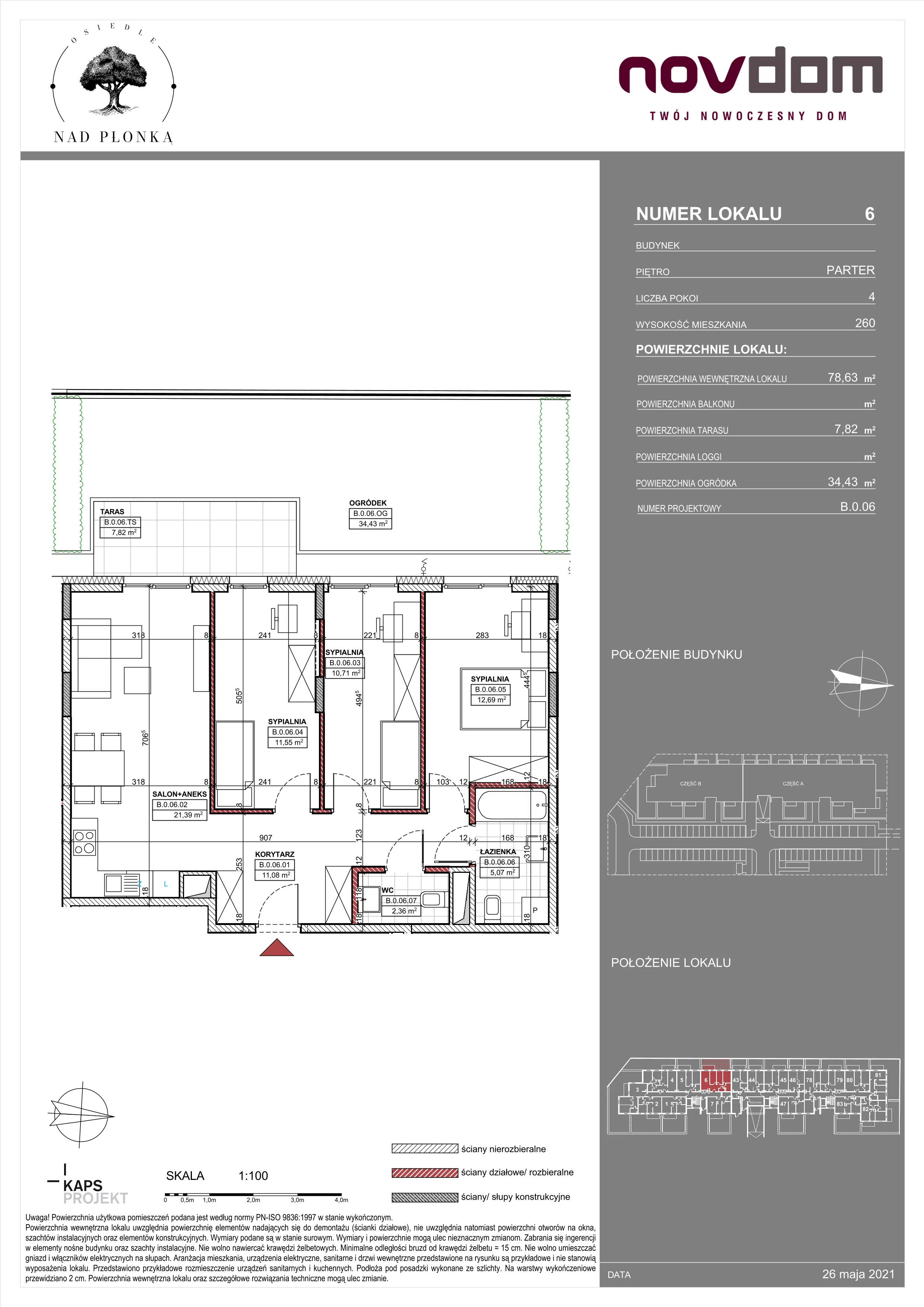 Apartament 78,58 m², parter, oferta nr AB/6, Nad Płonką, Płońsk, ul. Szkolna / Kopernika