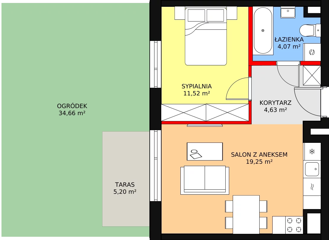 Apartament 39,48 m², parter, oferta nr 4, Qubik, Ciechanów, Powstańców Wielkopolskich, ul. Powstańców Wielkopolskich