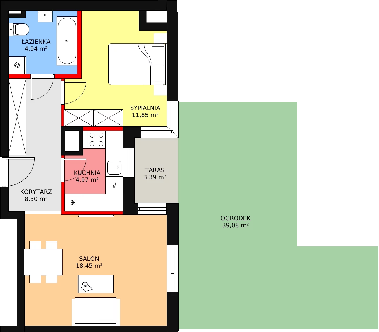 Apartament 48,50 m², parter, oferta nr 10, Qubik, Ciechanów, Powstańców Wielkopolskich, ul. Powstańców Wielkopolskich