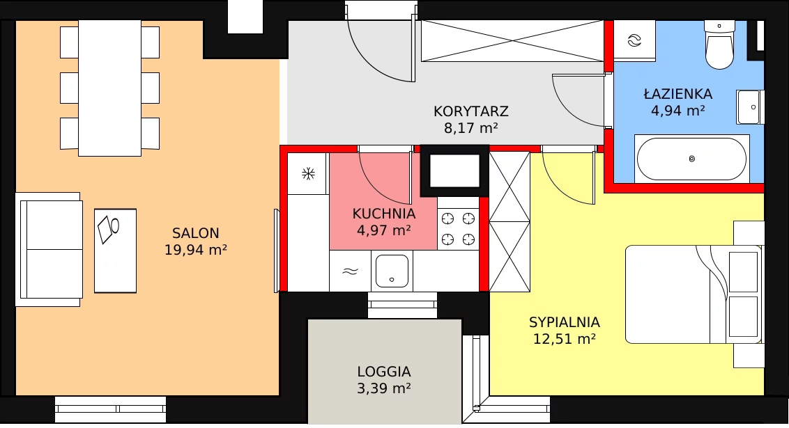 Apartament 50,53 m², piętro 1, oferta nr 20, Qubik, Ciechanów, Powstańców Wielkopolskich, ul. Powstańców Wielkopolskich