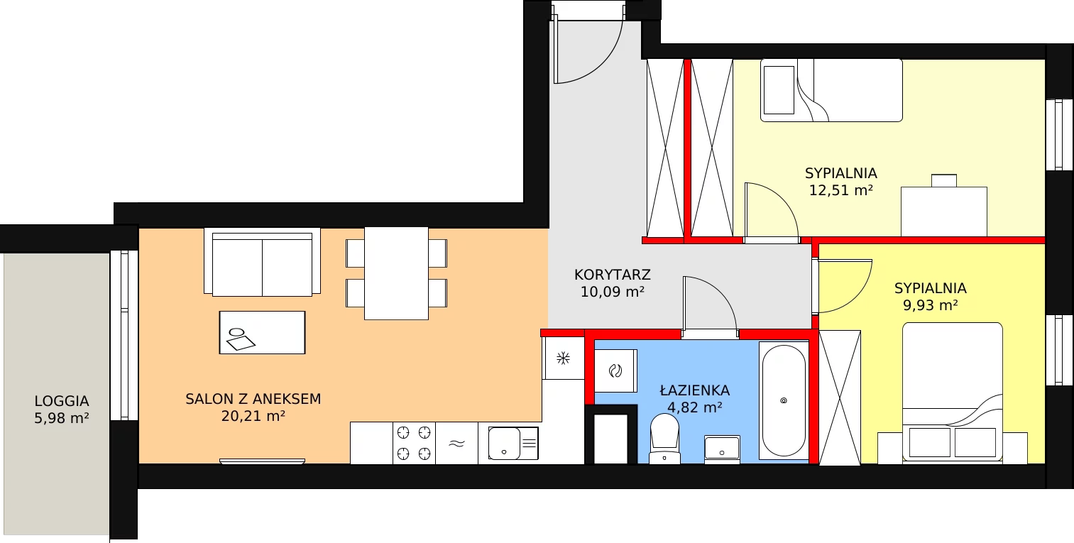 Apartament 57,57 m², piętro 2, oferta nr 21, Qubik, Ciechanów, Powstańców Wielkopolskich, ul. Powstańców Wielkopolskich