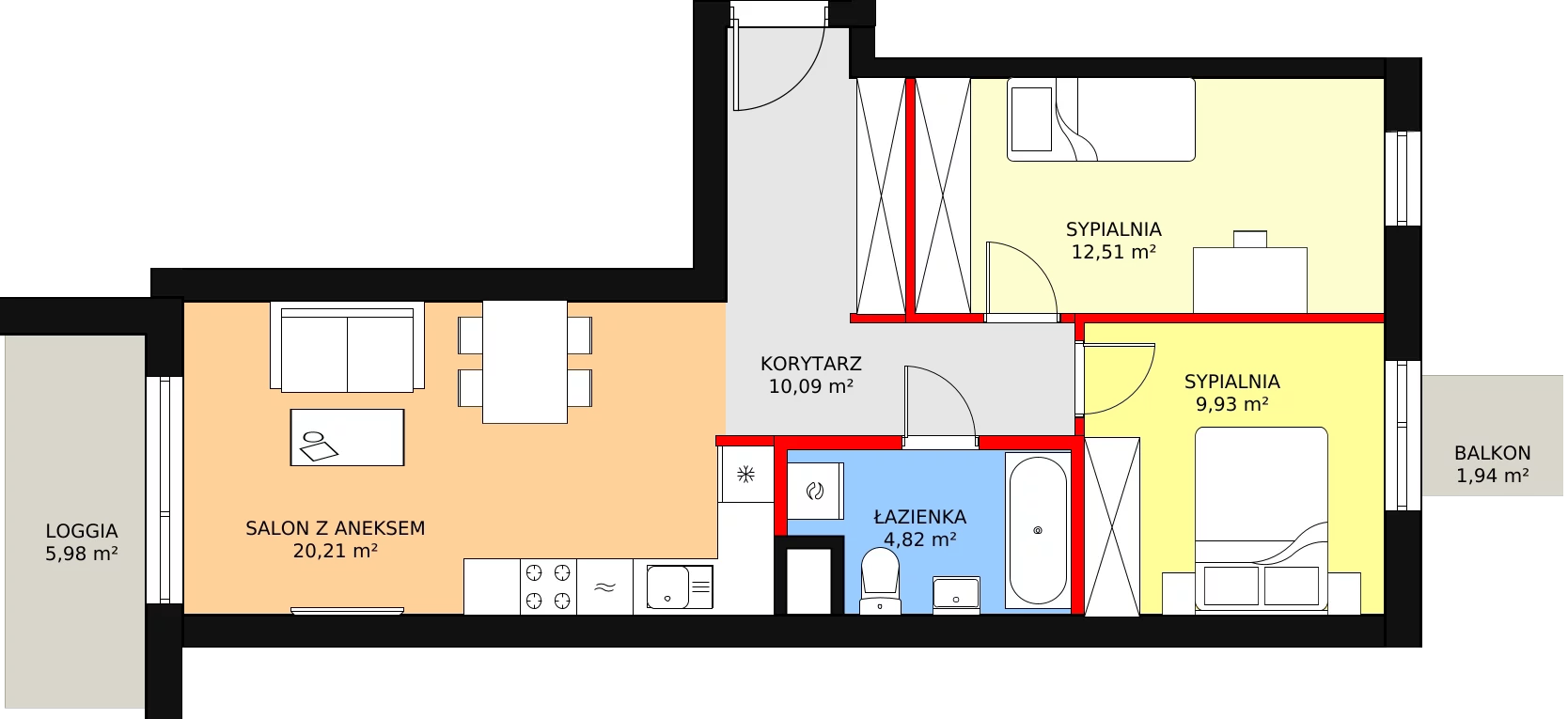 Apartament 57,57 m², piętro 3, oferta nr 30, Qubik, Ciechanów, Powstańców Wielkopolskich, ul. Powstańców Wielkopolskich