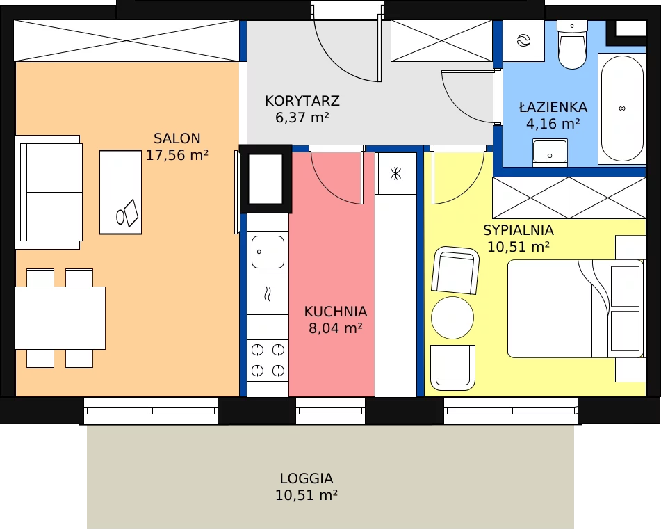 2 pokoje, apartament 46,64 m², piętro 2, oferta nr 46, Qubik, Ciechanów, Powstańców Wielkopolskich, ul. Powstańców Wielkopolskich