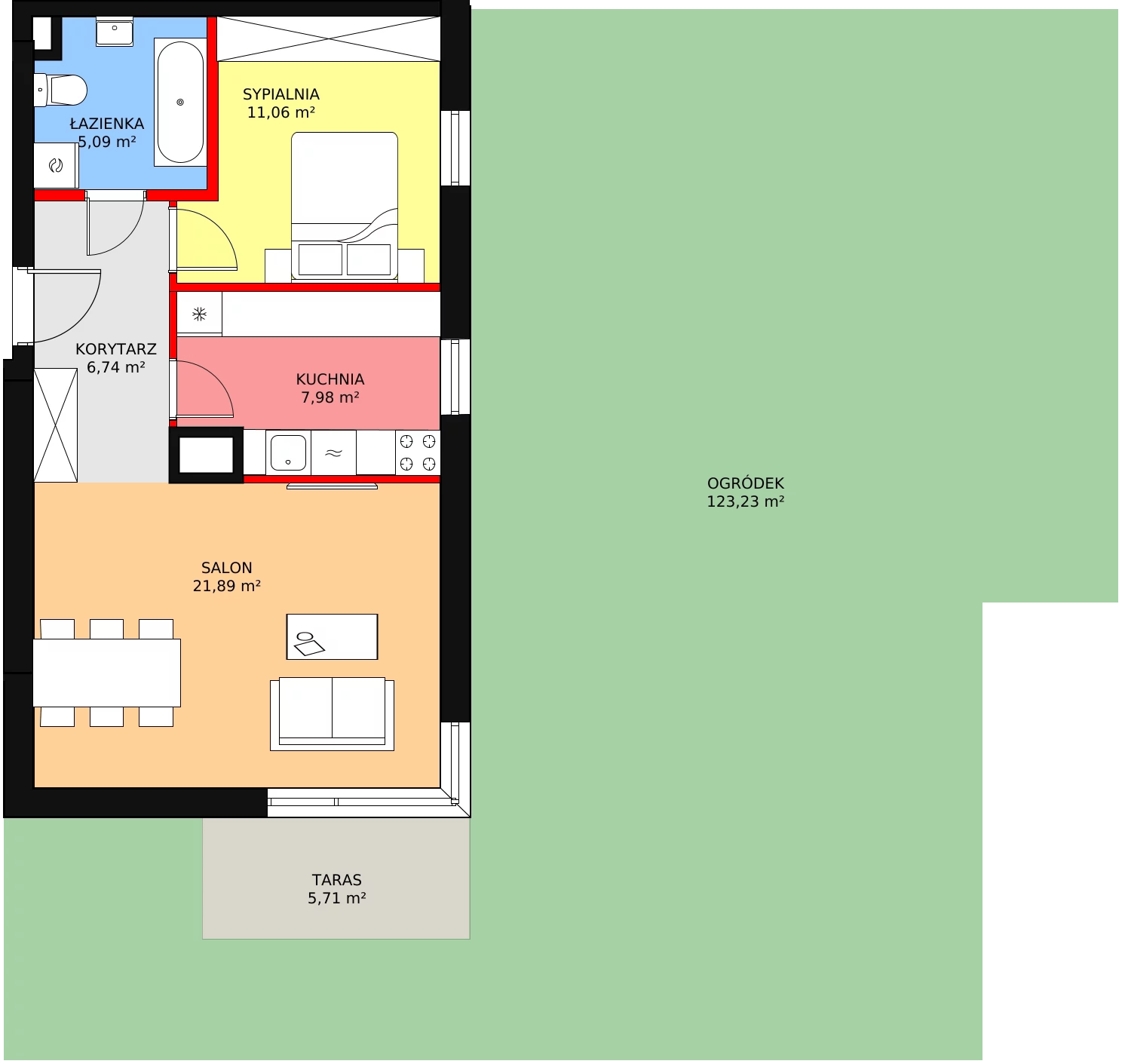 Apartament 52,75 m², parter, oferta nr 52, Qubik, Ciechanów, Powstańców Wielkopolskich, ul. Powstańców Wielkopolskich