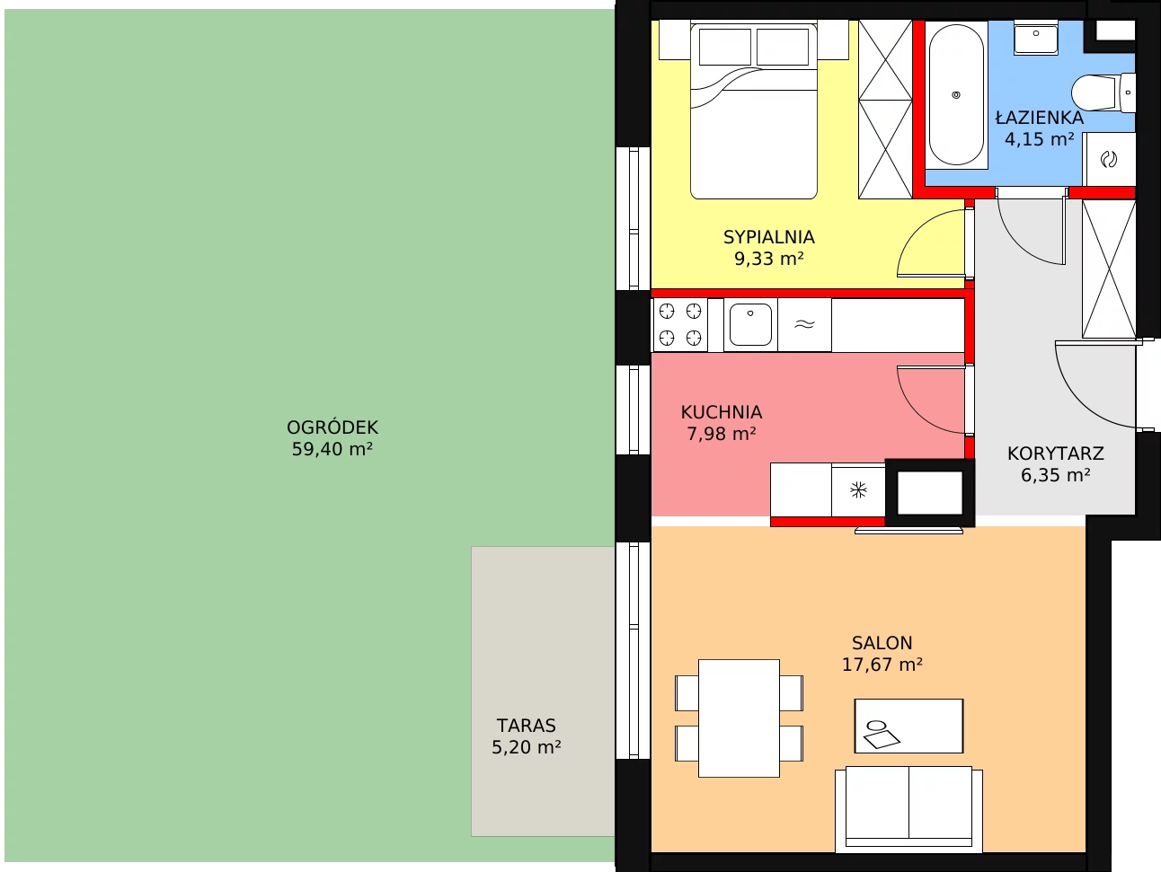 Apartament 45,48 m², parter, oferta nr 59, Qubik, Ciechanów, Powstańców Wielkopolskich, ul. Powstańców Wielkopolskich