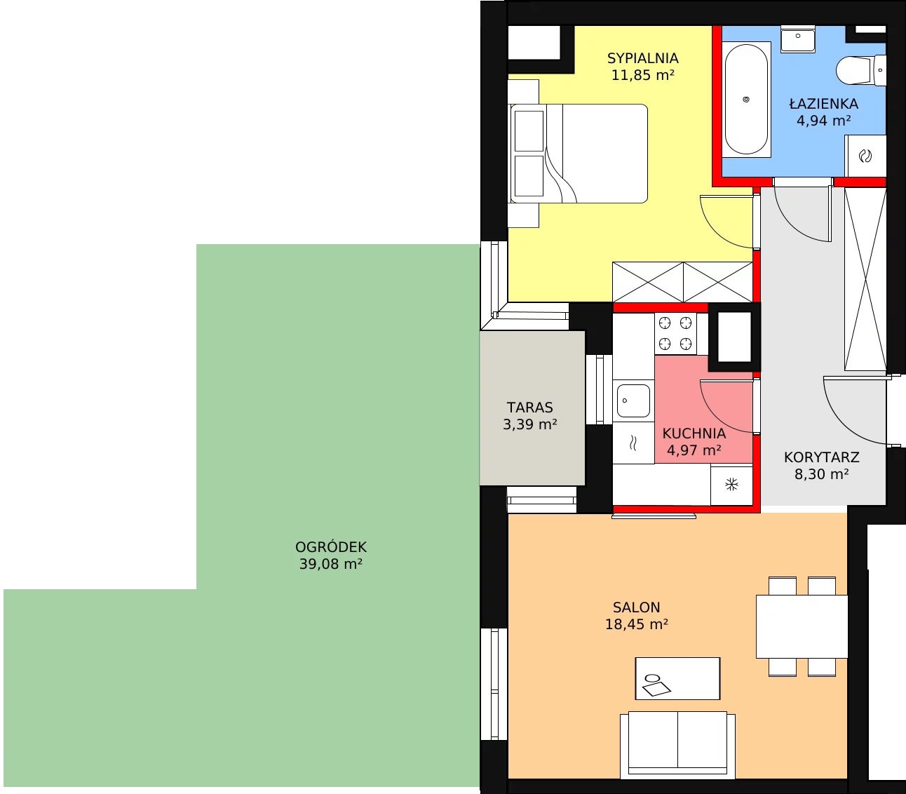 Apartament 48,50 m², parter, oferta nr 60, Qubik, Ciechanów, Powstańców Wielkopolskich, ul. Powstańców Wielkopolskich