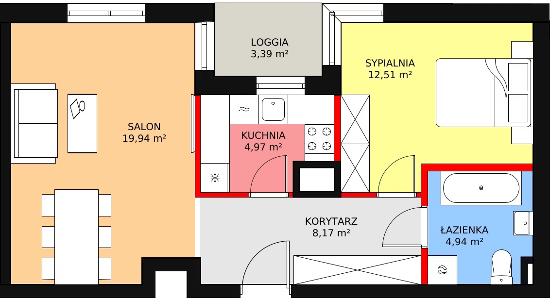 Apartament 50,53 m², piętro 1, oferta nr 70, Qubik, Ciechanów, Powstańców Wielkopolskich, ul. Powstańców Wielkopolskich