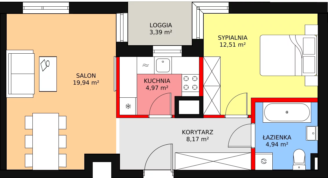 Apartament 50,53 m², piętro 2, oferta nr 79, Qubik, Ciechanów, Powstańców Wielkopolskich, ul. Powstańców Wielkopolskich