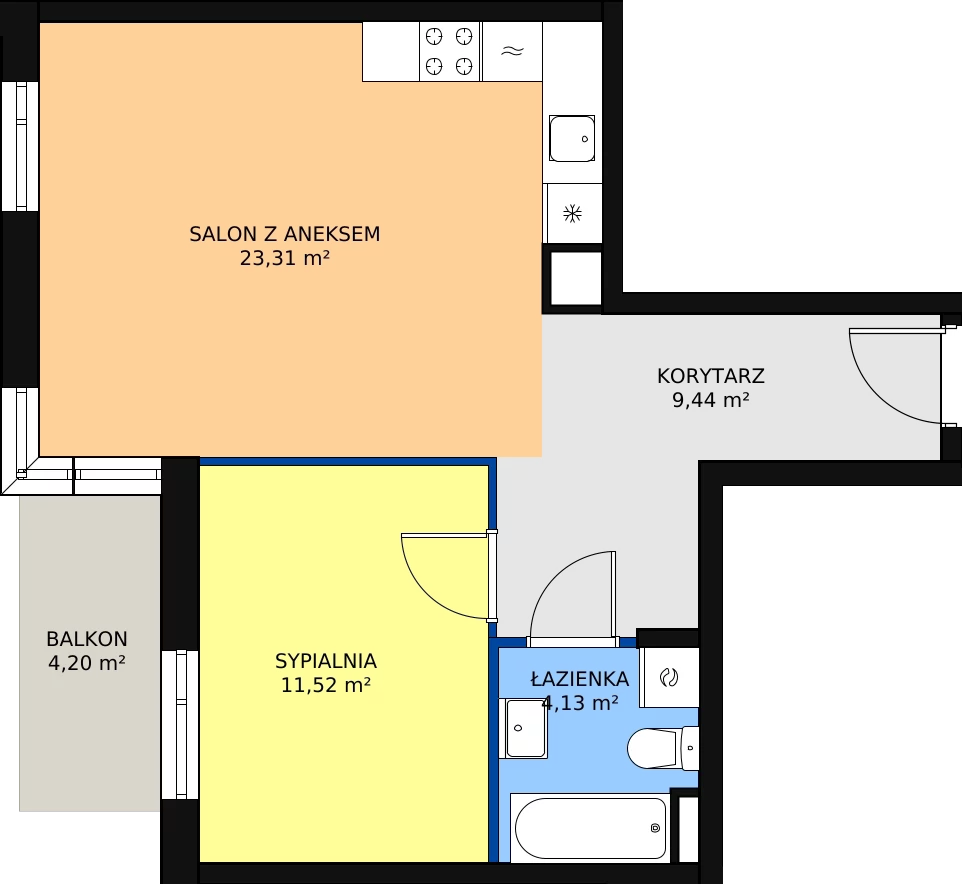 Zalety apartamentu 48.4 m², A/71