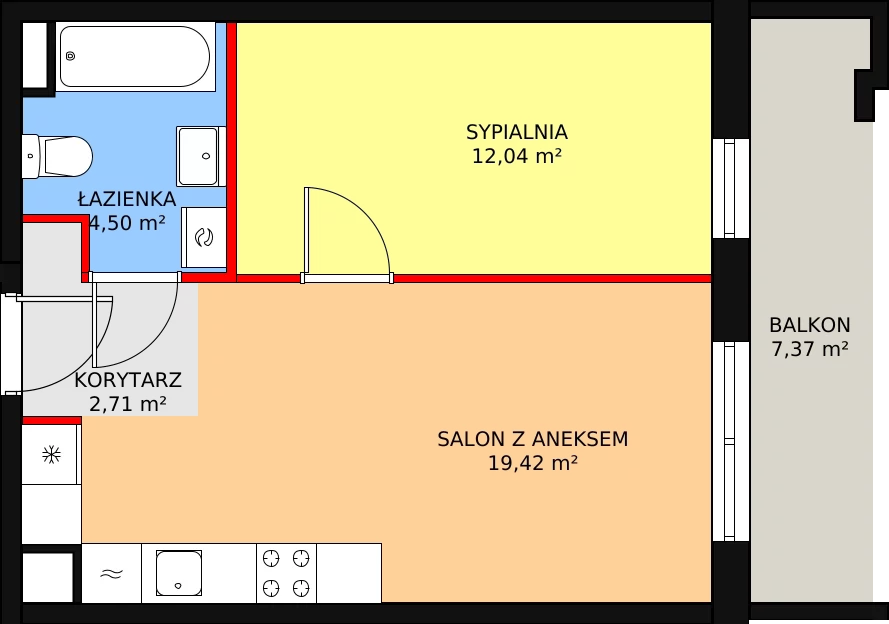 Apartament 38,67 m², piętro 4, oferta nr A/50, Forte Piano, Ostrołęka, ul. Ostrołęckich Harcerzy